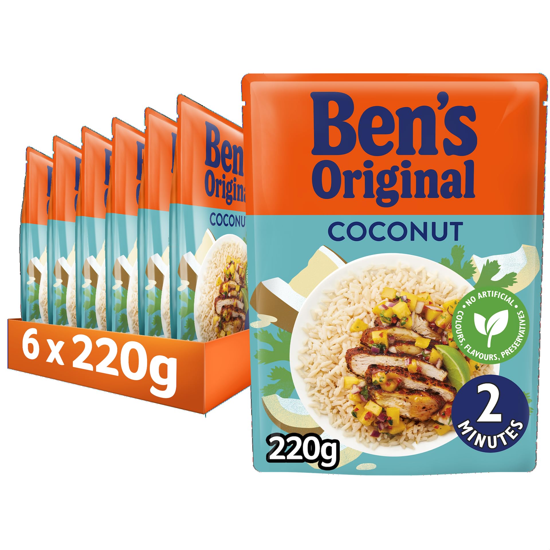 Ben's Original Coconut Microwave Rice, 6 x 220g Pouches