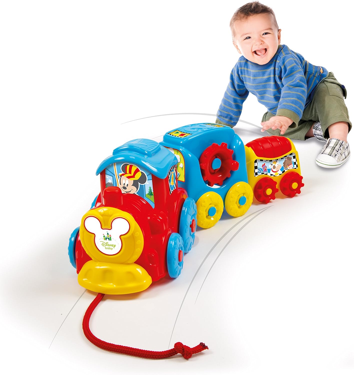 Clementoni Disney Baby Activity Train - Pull-Along Toy with Mechanical Activities for Toddlers 4