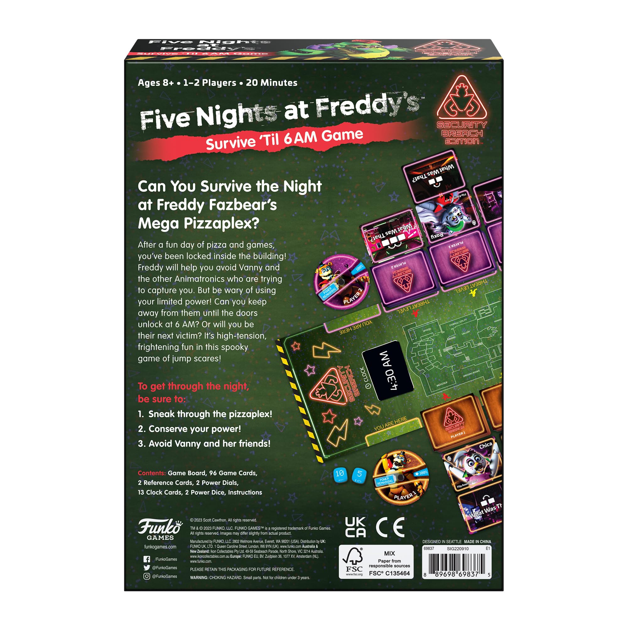 Funko Games FNAF Survive 'Till 6AM - Security Breach Edition Board Game 8