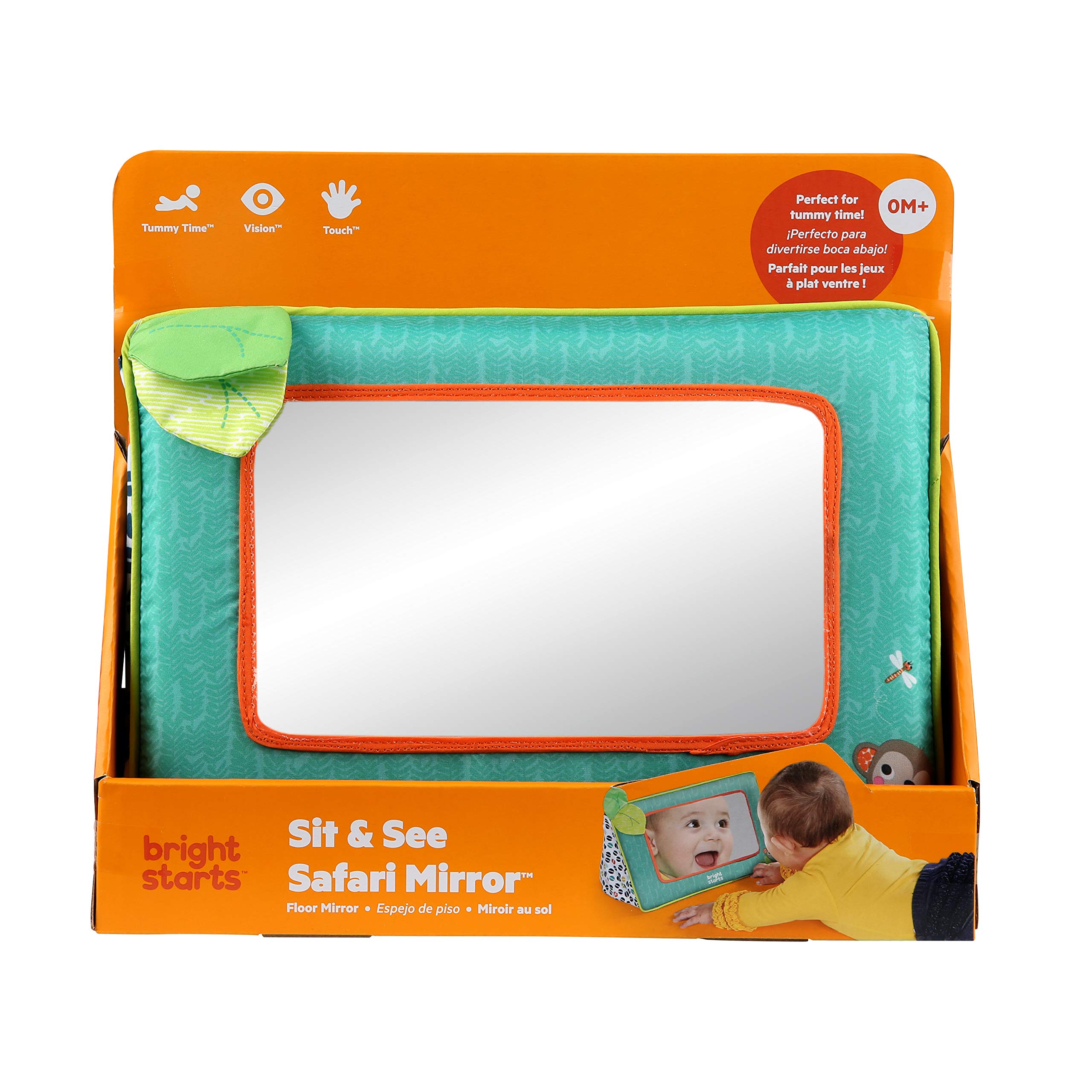 Bright Starts Sit and See Safari Floor Mirror - Crinkly Fabric & Foldable Design for Tummy Time 9