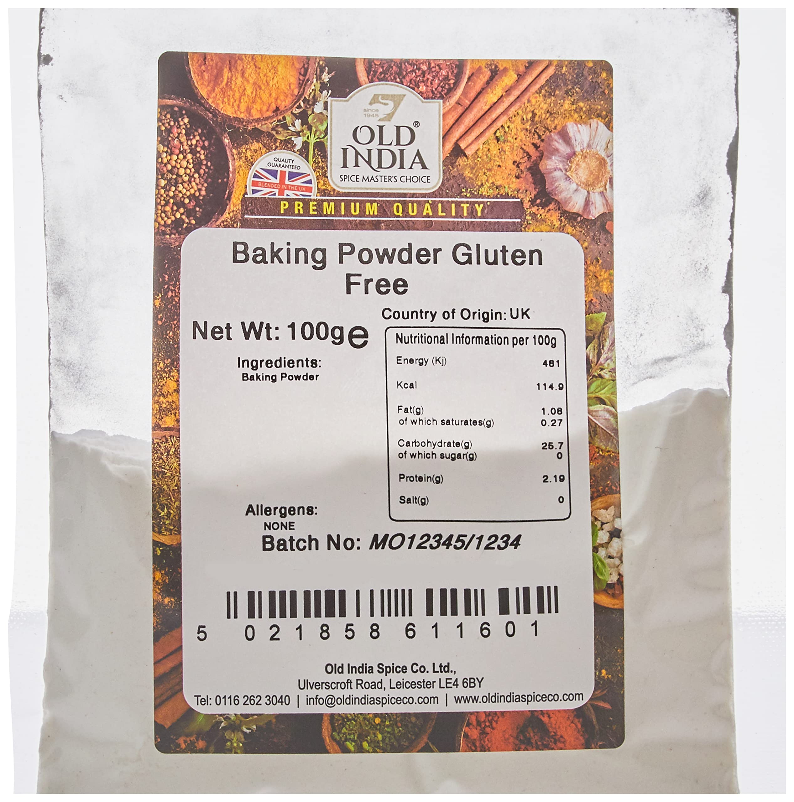 Old India Baking Powder Gluten Free 100g 3