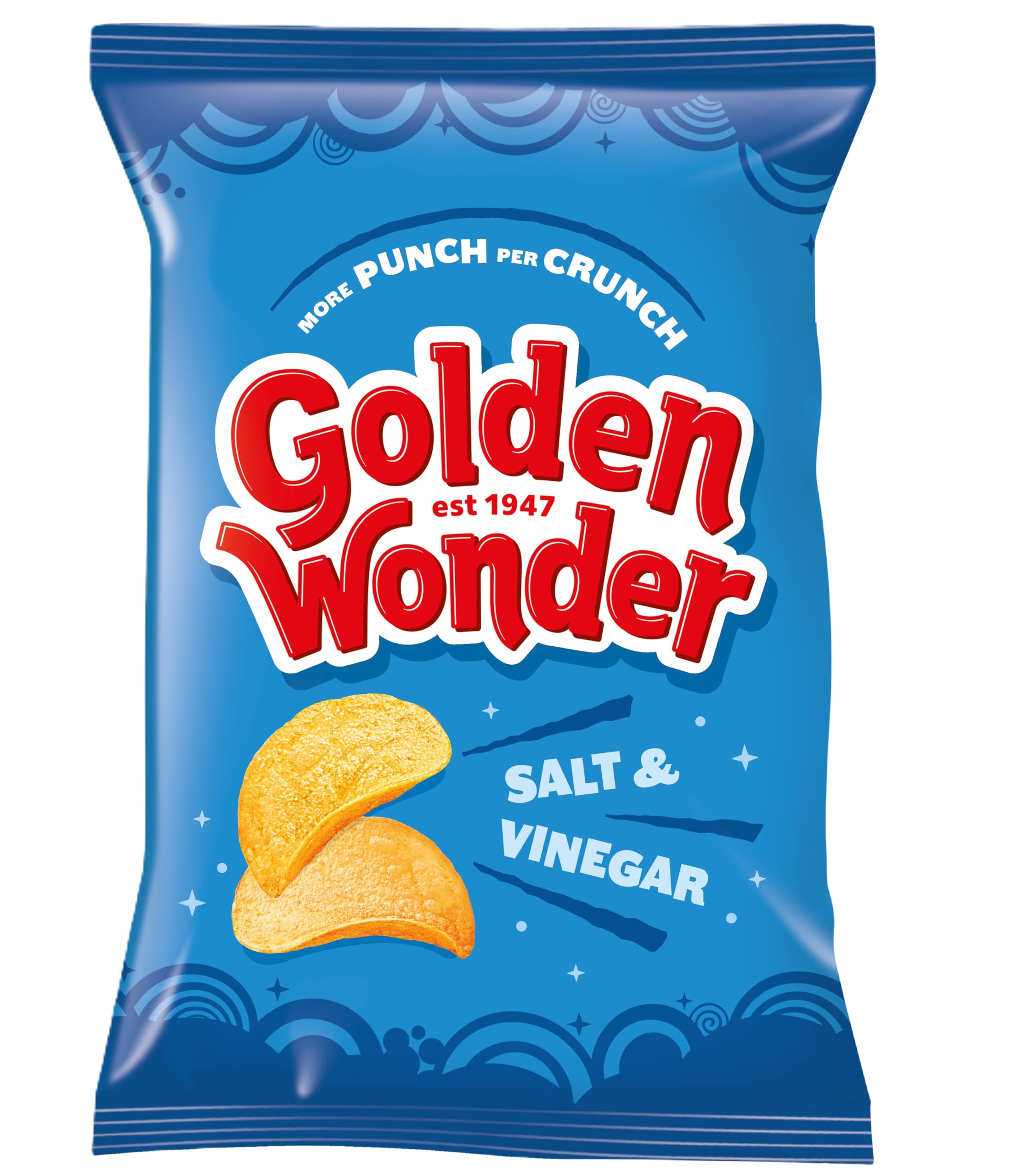 Golden Wonder Salt and Vinegar Crisps Multipack - 32 x 32.5g Single Packs | Cooked in Sunflower Oil 1