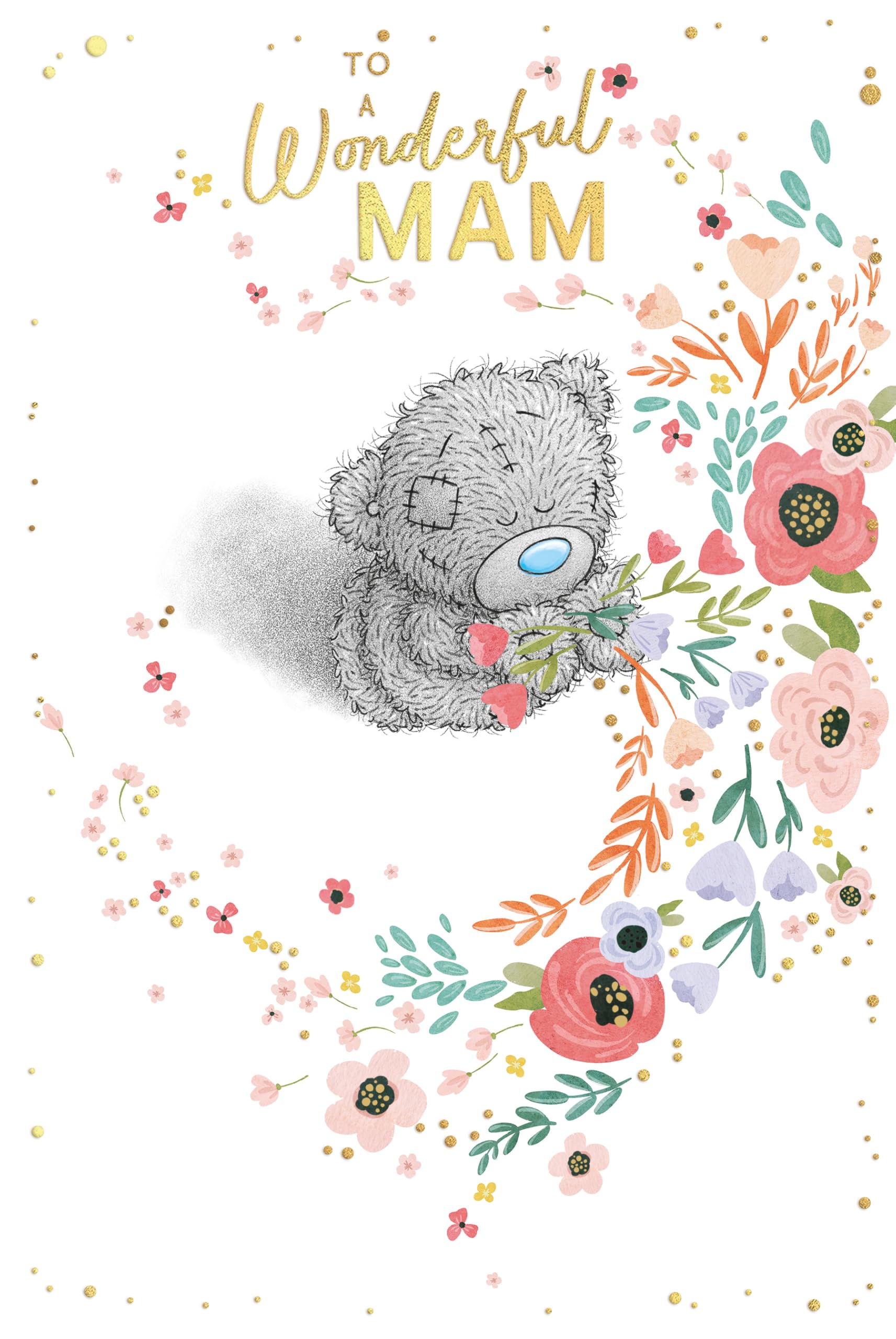 Me To You Tatty Teddy 'To A Wonderful Mam' Mother's Day Card | 6 x 9 Inches | Gold Foil Finish