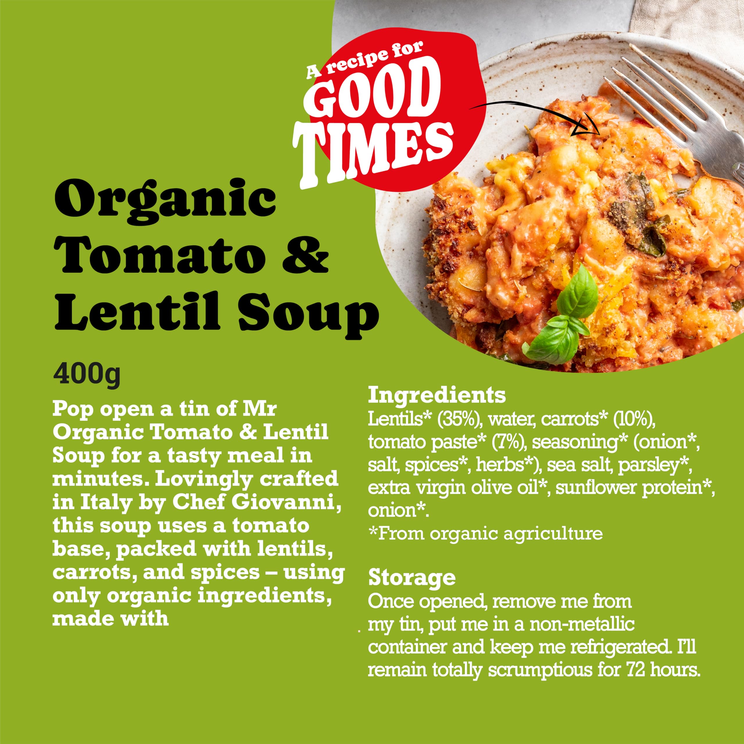 Mr Organic - Tomato and Lentil Soup - Organic, Vegan, High in Protein & Fibre 2