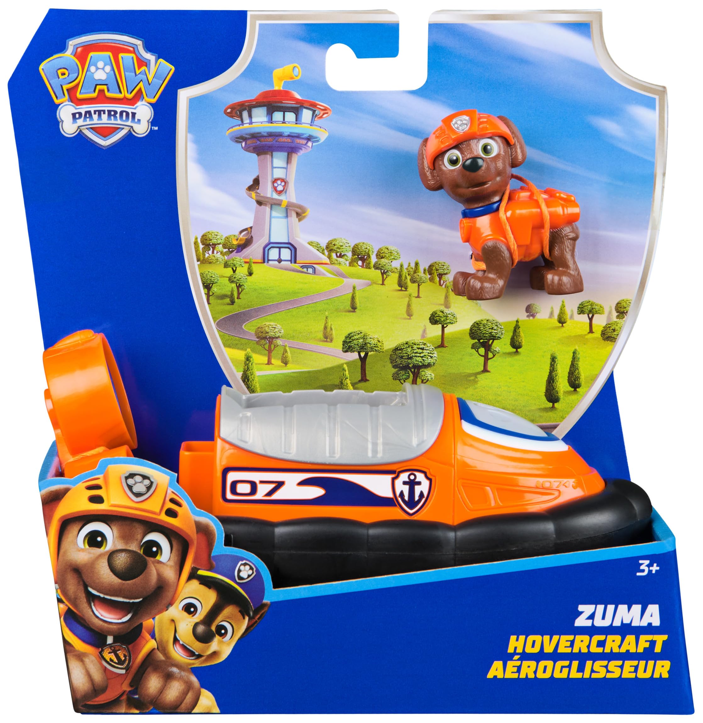Paw Patrol Zuma's Hovercraft with Collectible Action Figure - Sustainably Made Vehicle Toy for Kids 3+ 5