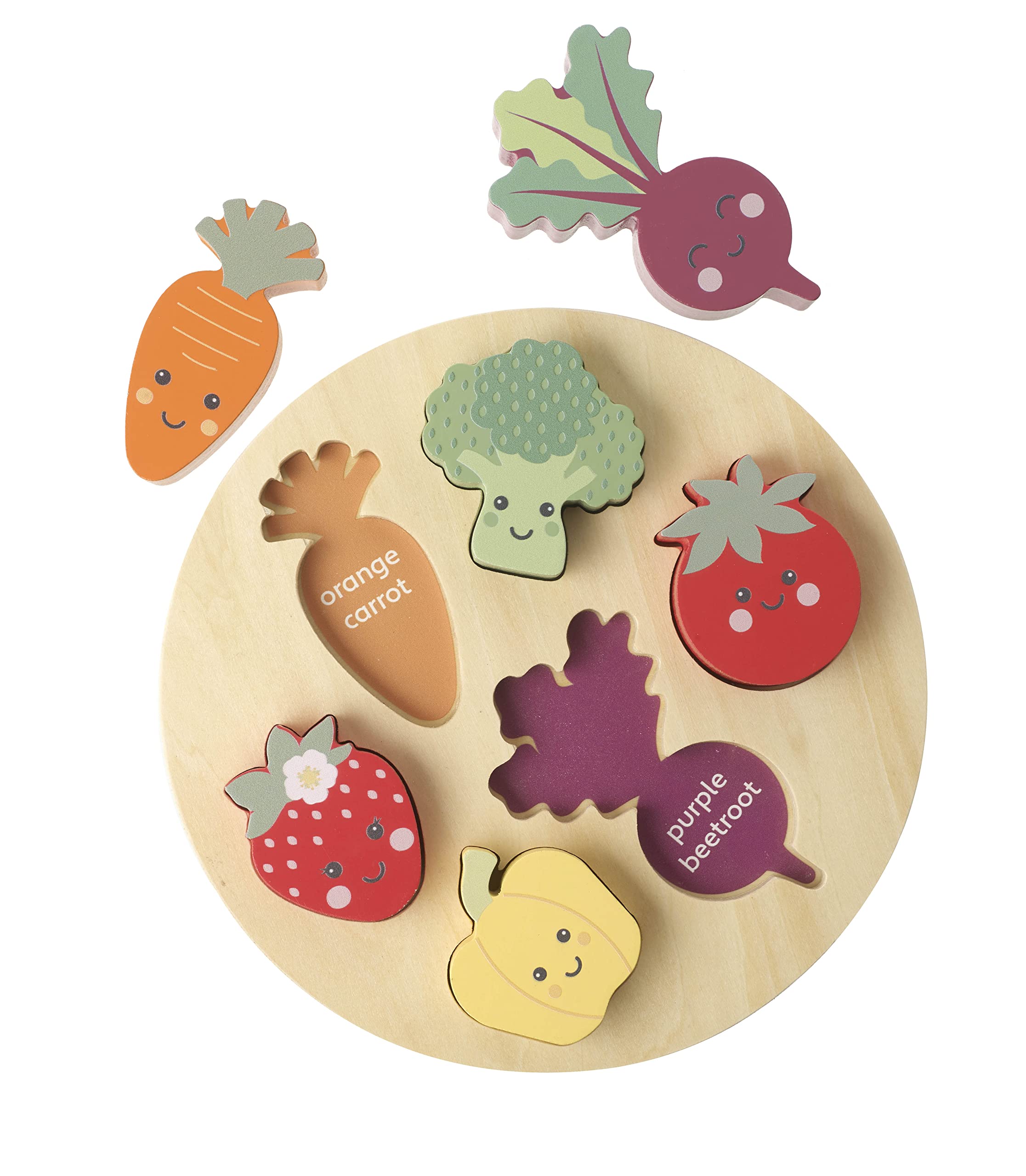 Happy Veggies Wooden Puzzle Board - Educational Shape Sorting Toy for Toddlers 18M+ 7