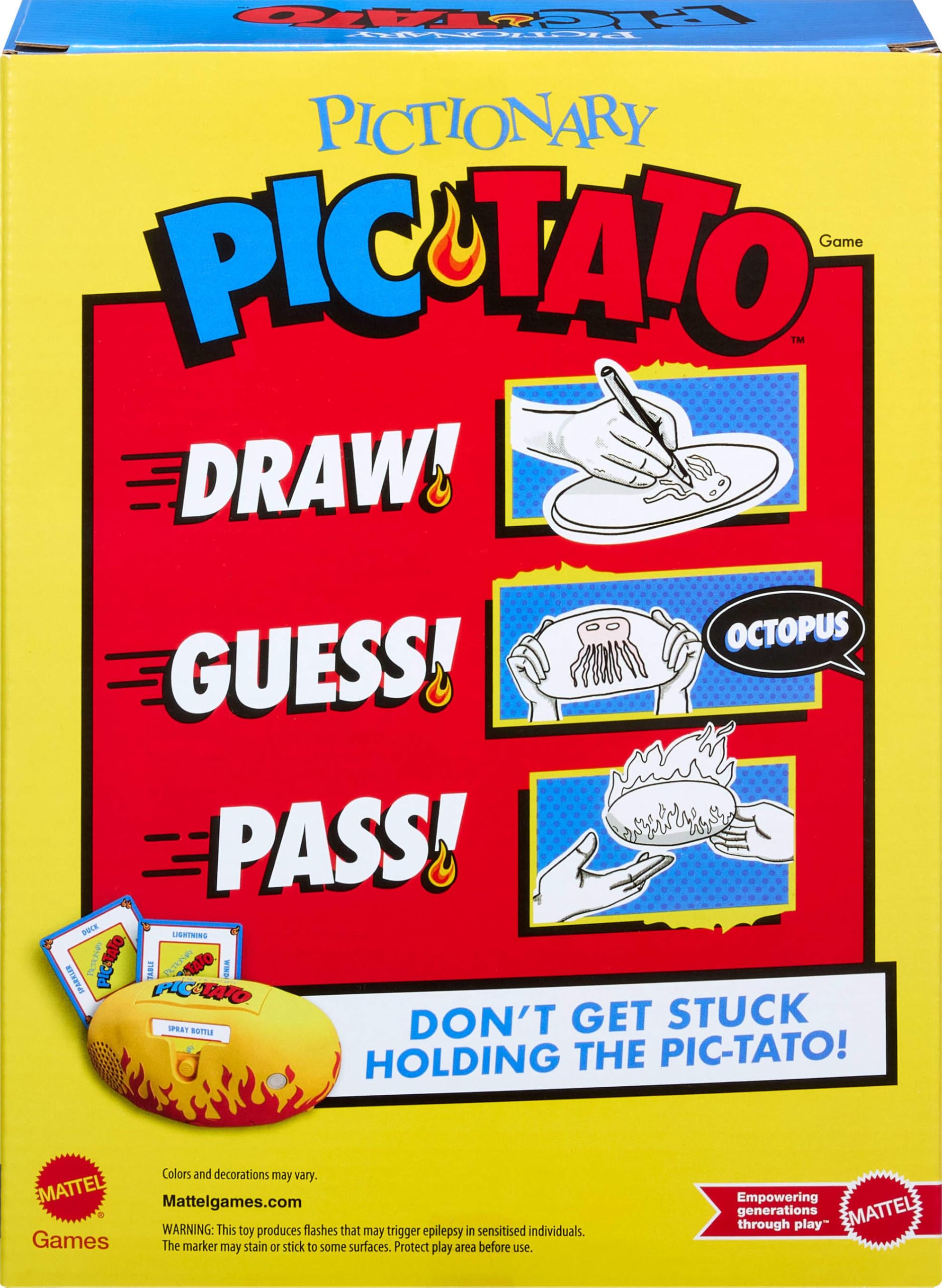 Mattel Games Pictionary Pic-Tato Hot Potato Game, Family Drawing Game with Voice & Music, Includes Erasable Markers and Boards, JDX95 4