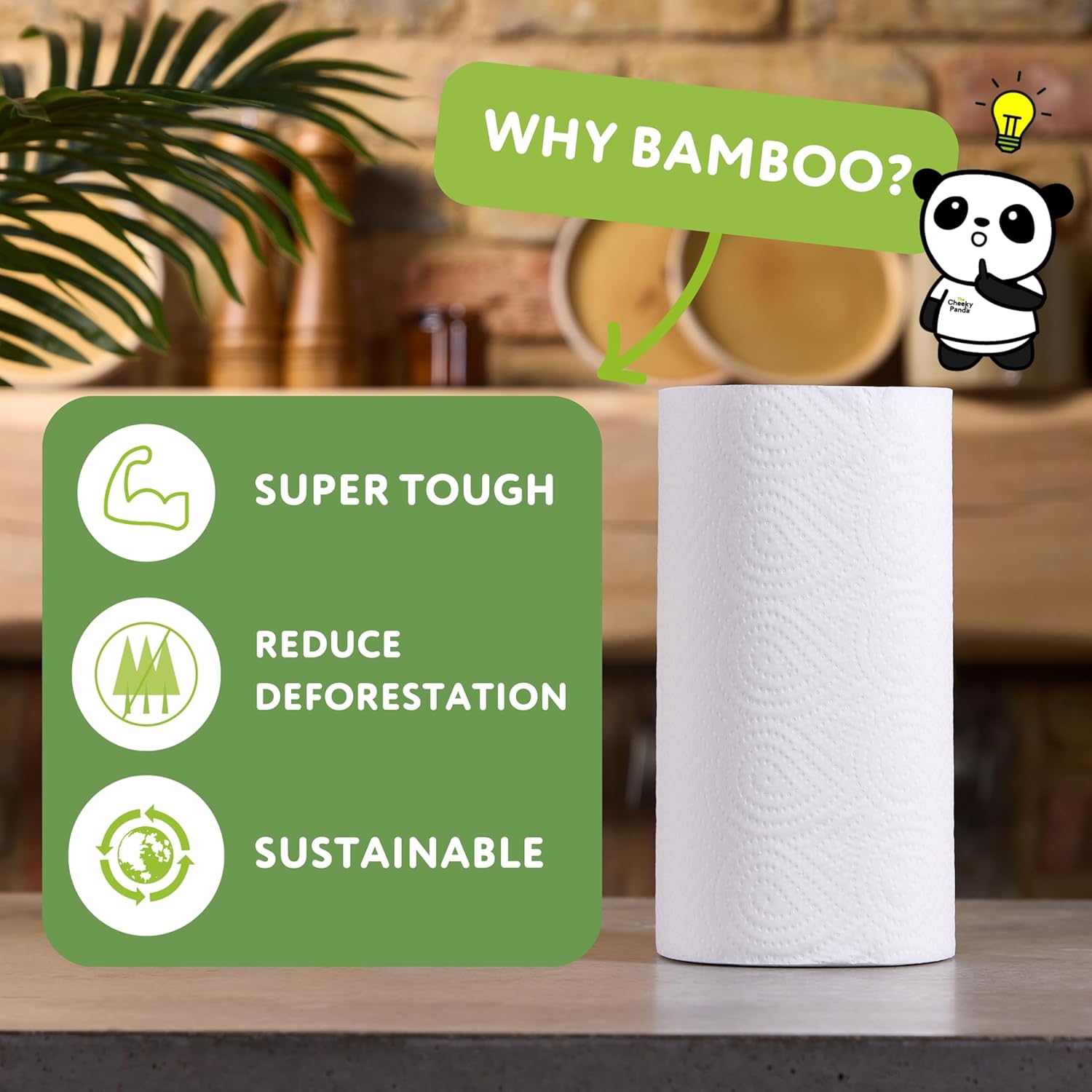 The Cheeky Panda - Bamboo Kitchen Roll 2 Pack | 200 Super Strong Sheets 5