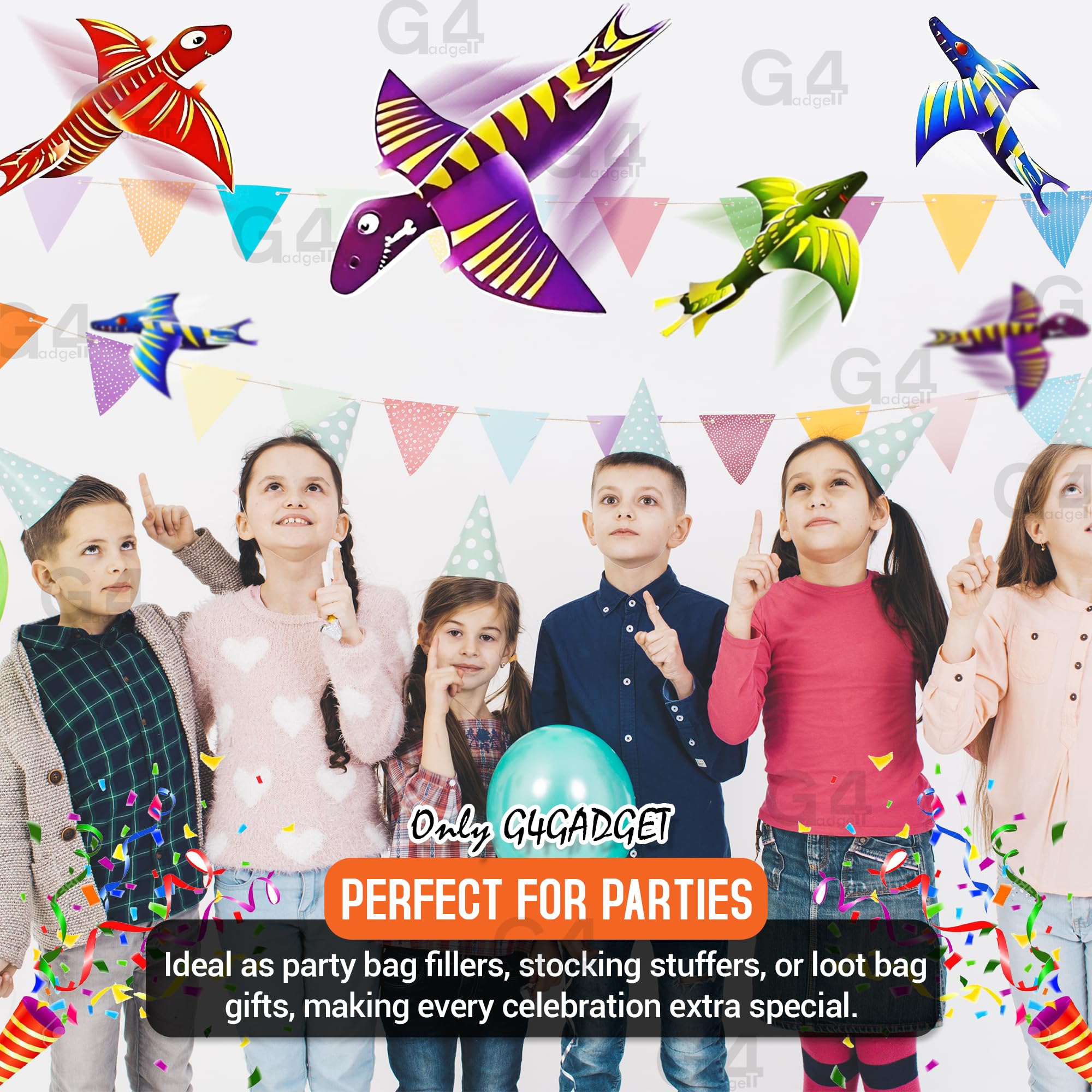 G4GADGET Dinosaur Flying Glider Planes - Pack of 12, Lightweight Foam Gliders for Kids 3+ 9