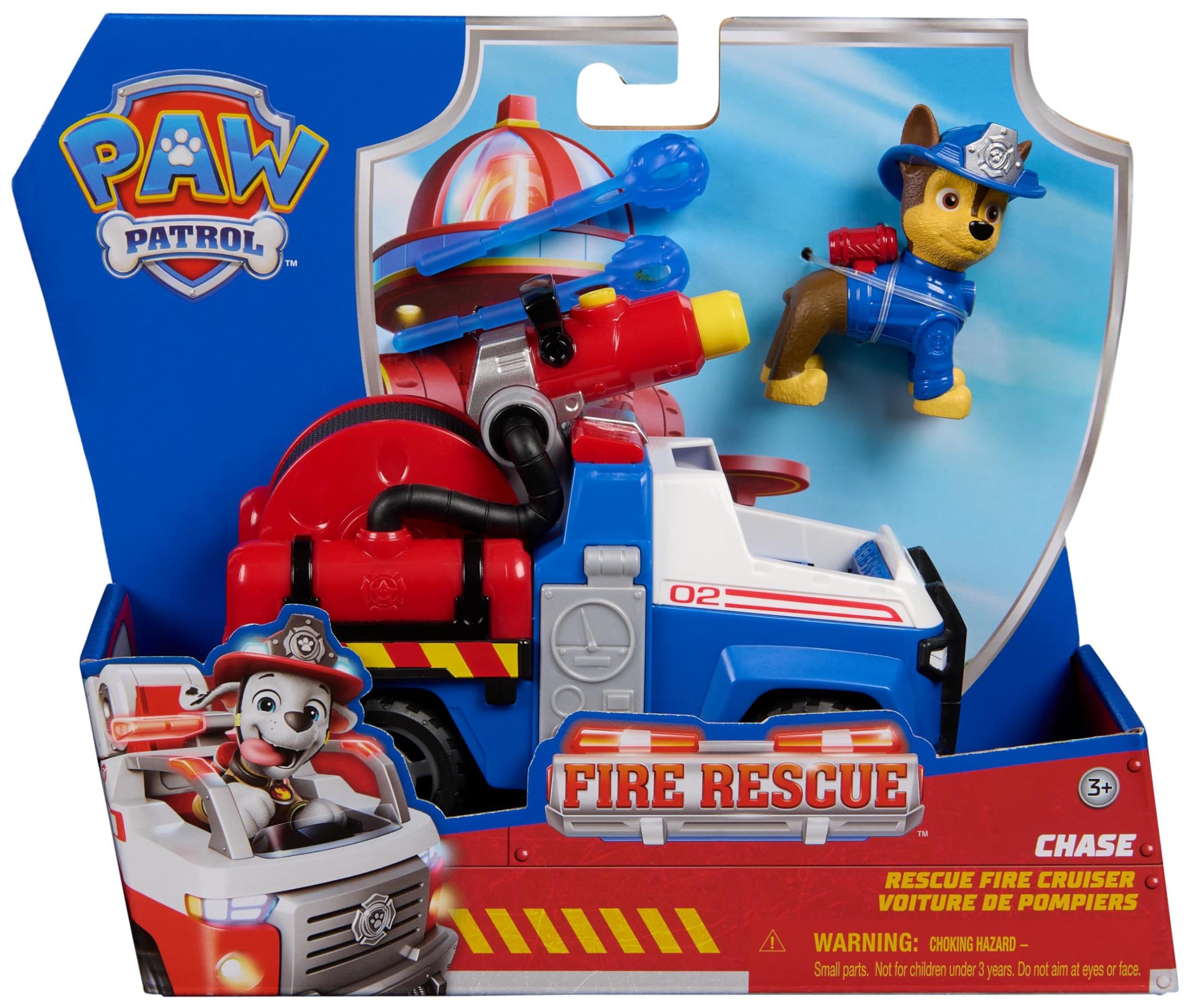 Paw Patrol Chase Rescue Fire Cruiser with Action Figure & Projectile Launcher - Fire Truck Playset for Kids 3+ 8