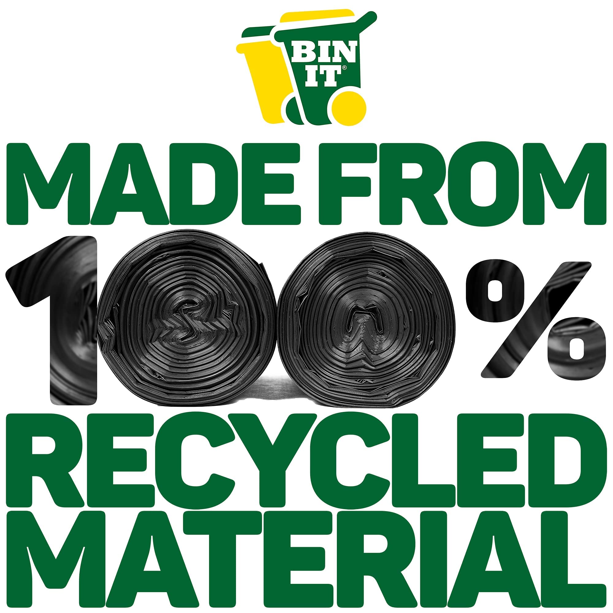 BIN IT 40 Everyday 70L Strong & Secure Bin Liners, 100% Recycled LDPE, 30 μm, Flat Top, Tear Resistant, Leak Resistant, Made in Britain 6