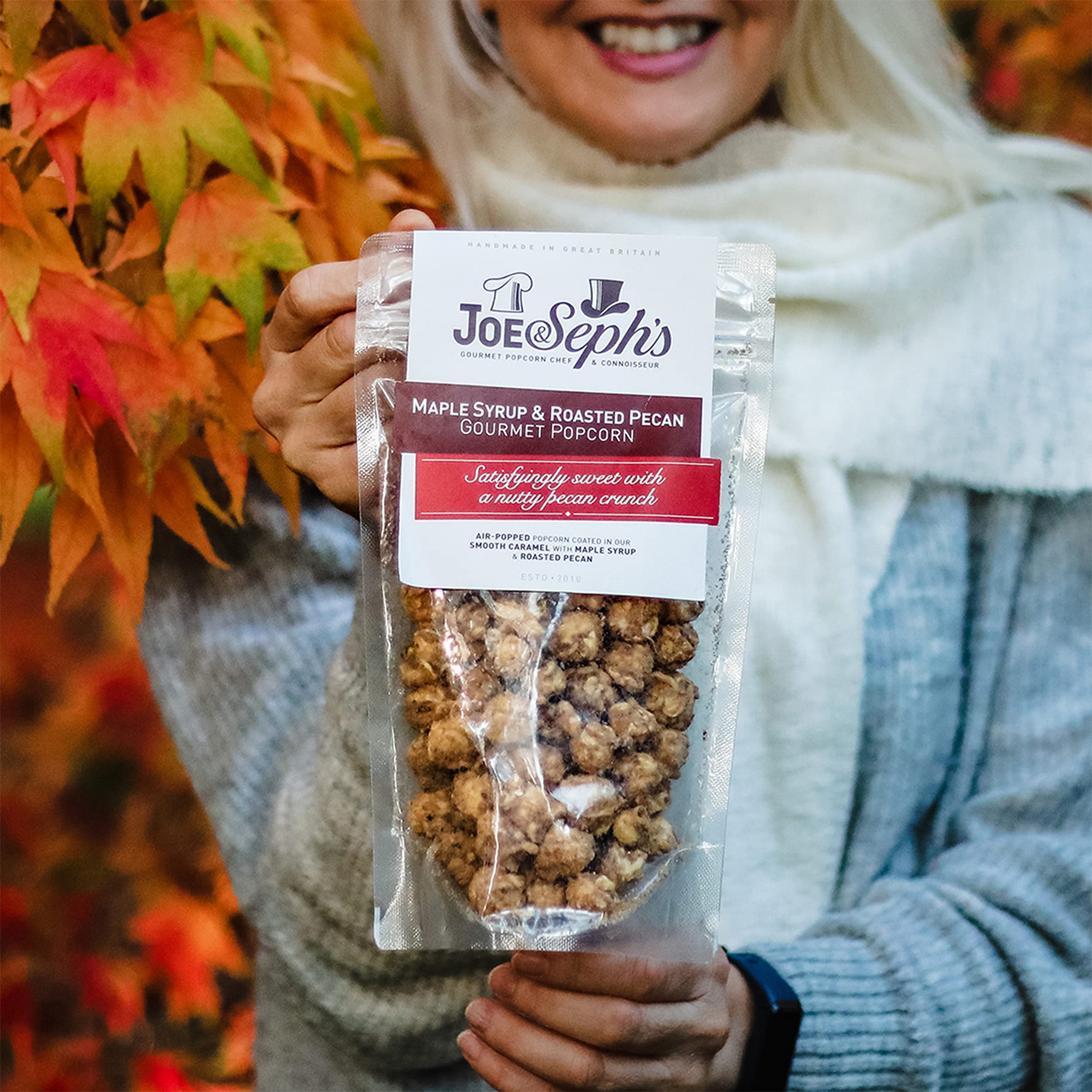 Joe & Seph's Maple Syrup & Roasted Pecan Gourmet Popcorn (80g) - Gluten Free, Vegetarian, Air-Popped Sweet Snack