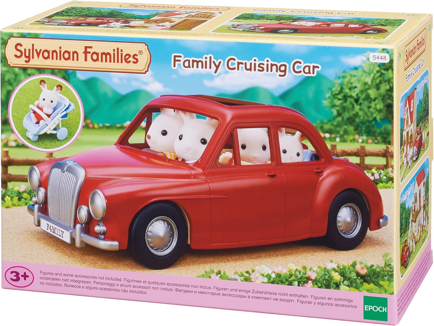 Sylvanian Families 5448 Family Cruising Car Vehicle Playset - Convertible Car with Removable Roof & Baby Buggy