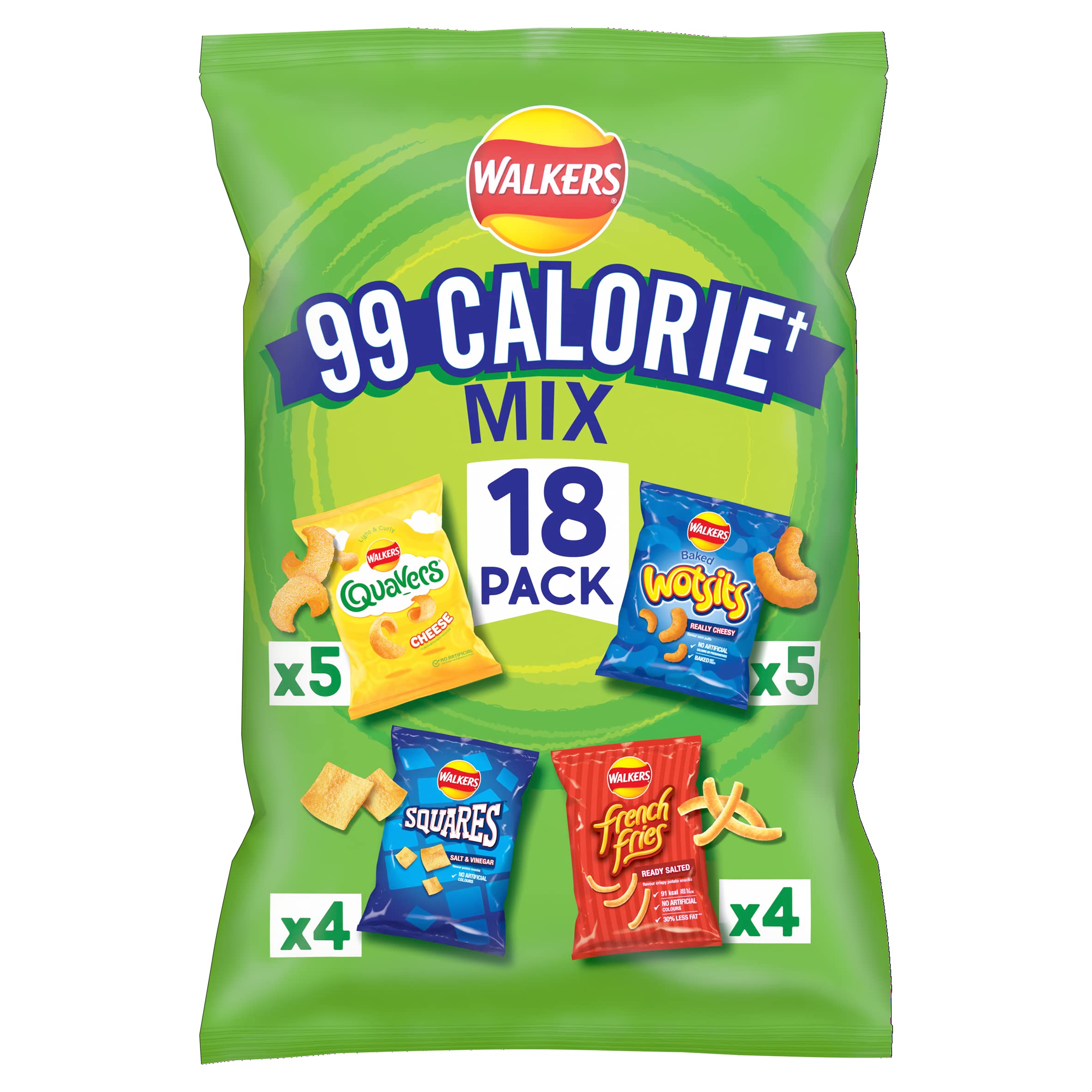 Walkers 99 Calorie Mix Multipack Snacks Crisps 18 Pack