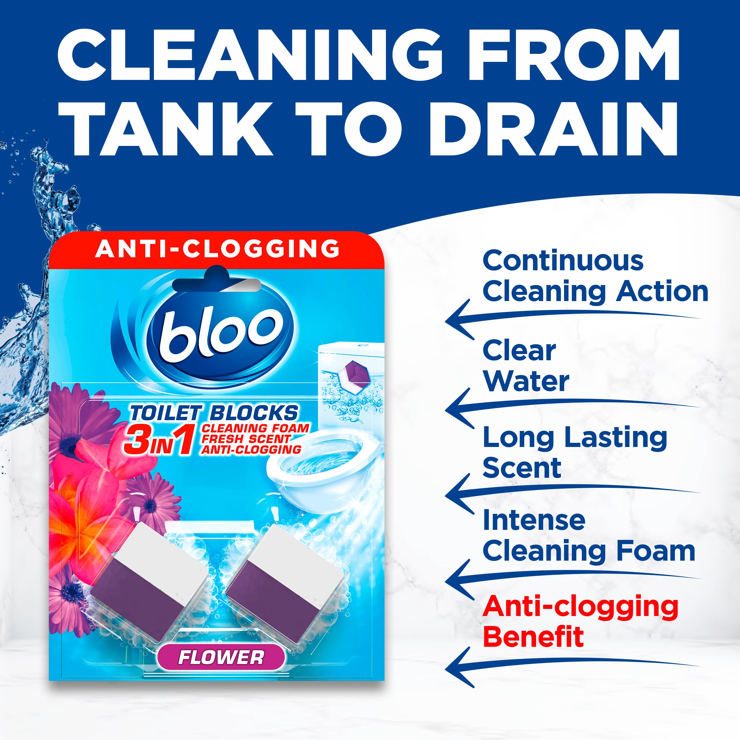 Bloo 3in1 Toilet Blocks - Limescale Remover & Cleaner | 2 Count Pack