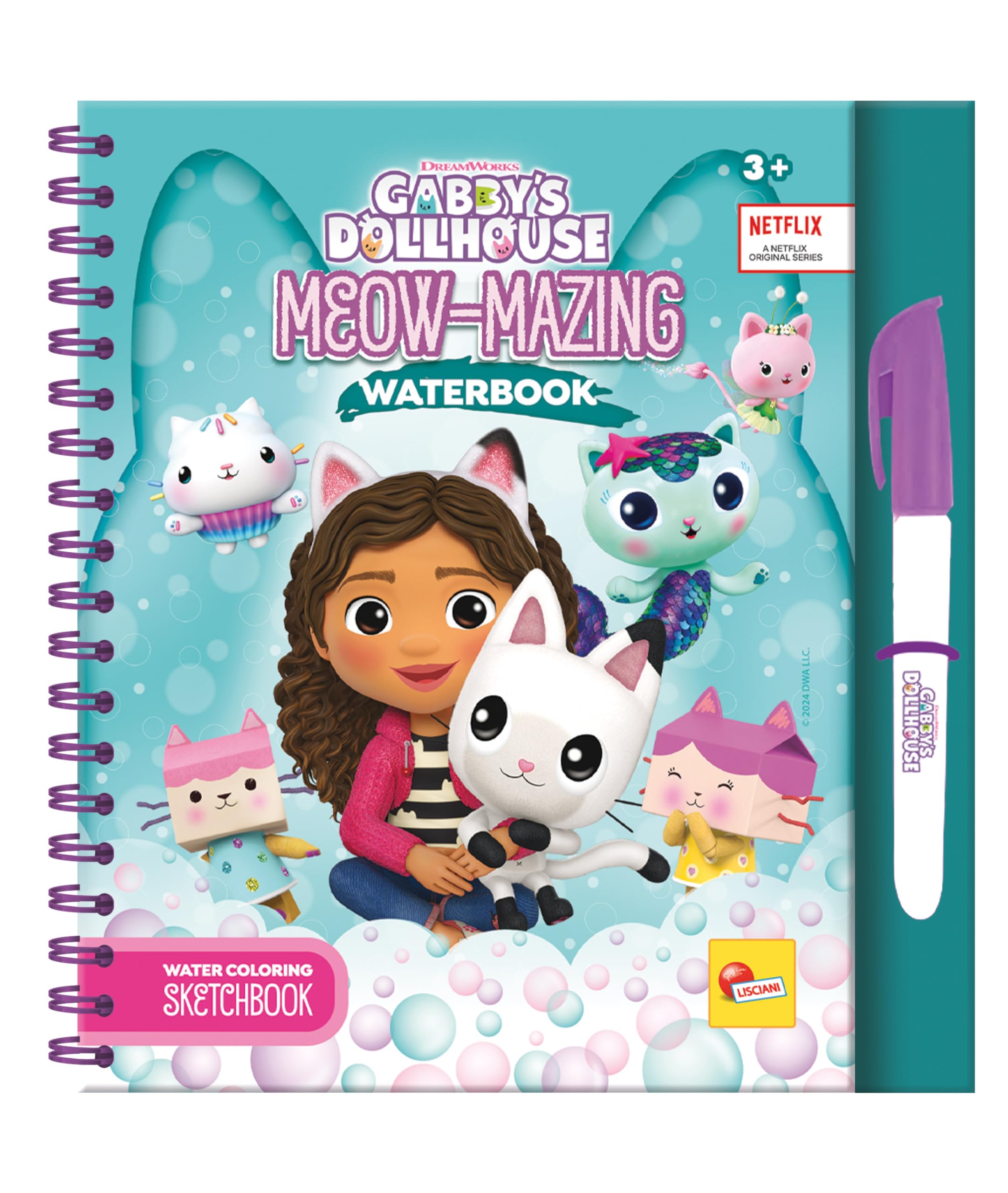 Lisciani Gabby's Dollhouse Meow-mazing Magic Water Colouring Book - Reusable Coloring Activity for Kids
