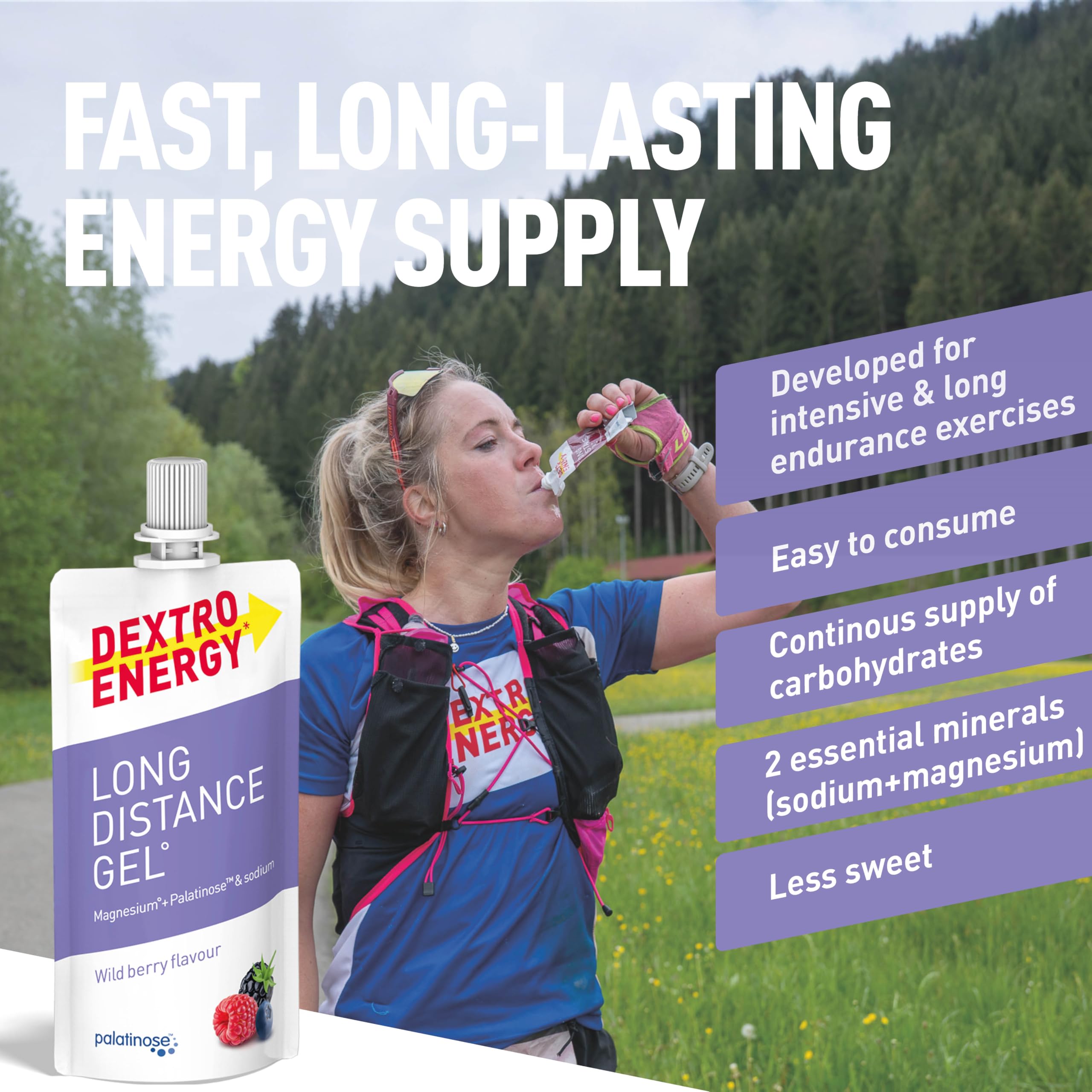 Dextro Energy Long Distance Gel Wild Berry - 50ml Sachet with Fast & Long-Lasting Energy for Endurance Sports 5