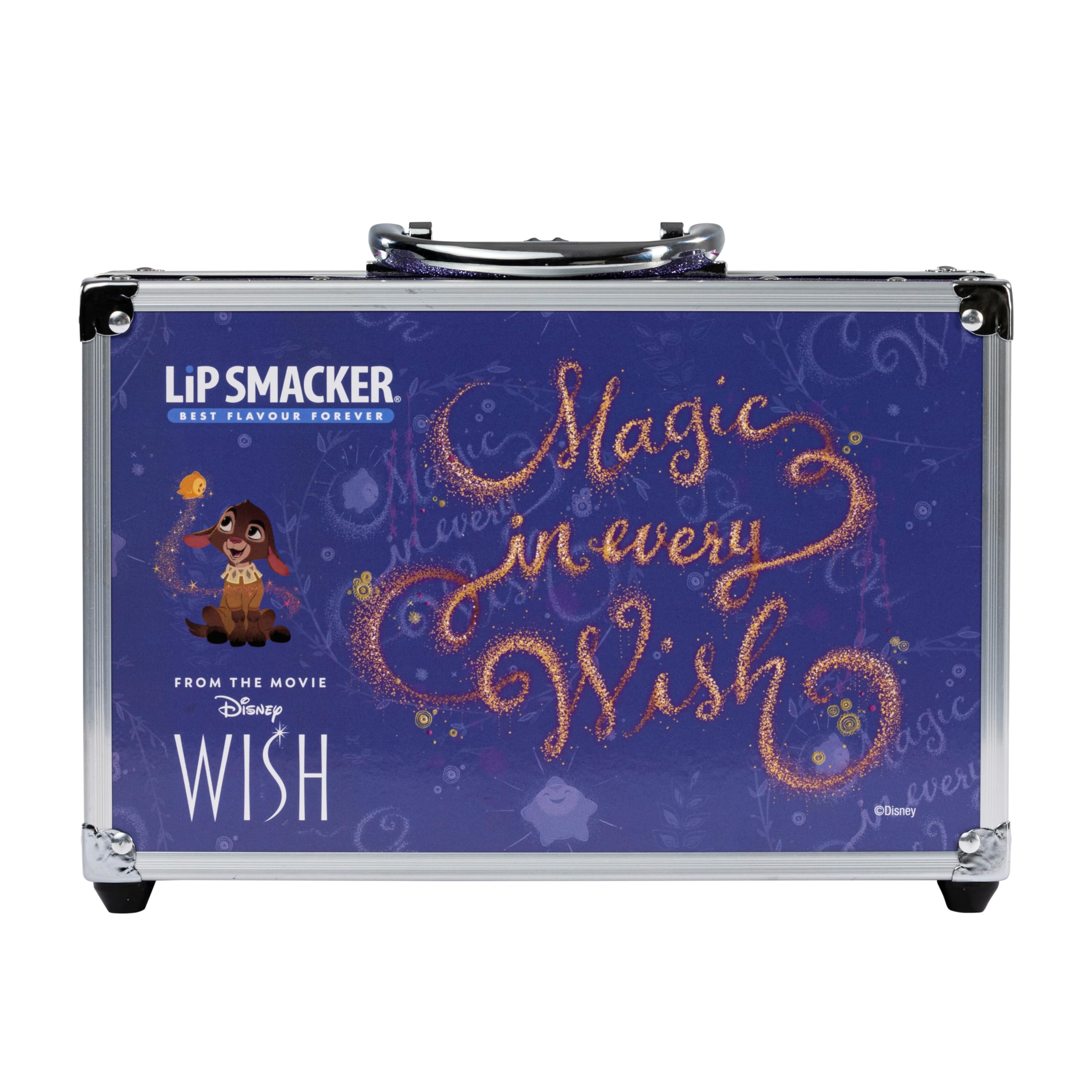 Lip Smacker Disney Wish Makeup Traincase for Kids, Multicolor Plastic Cosmetic Case with 20 Lip Glosses, 20 Eyeshadows, 2 Nail Polishes & Accessories 13