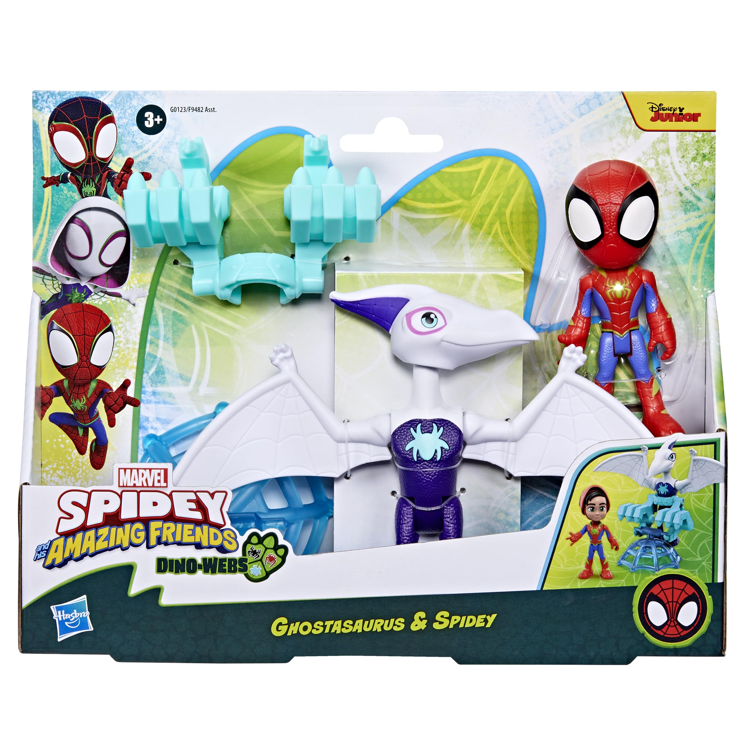 Spidey and His Amazing Friends Ghostasaurus & Spidey Action Figures 2-Pack - Hero Reveal & Dino-Webs Play for Ages 3+ 7