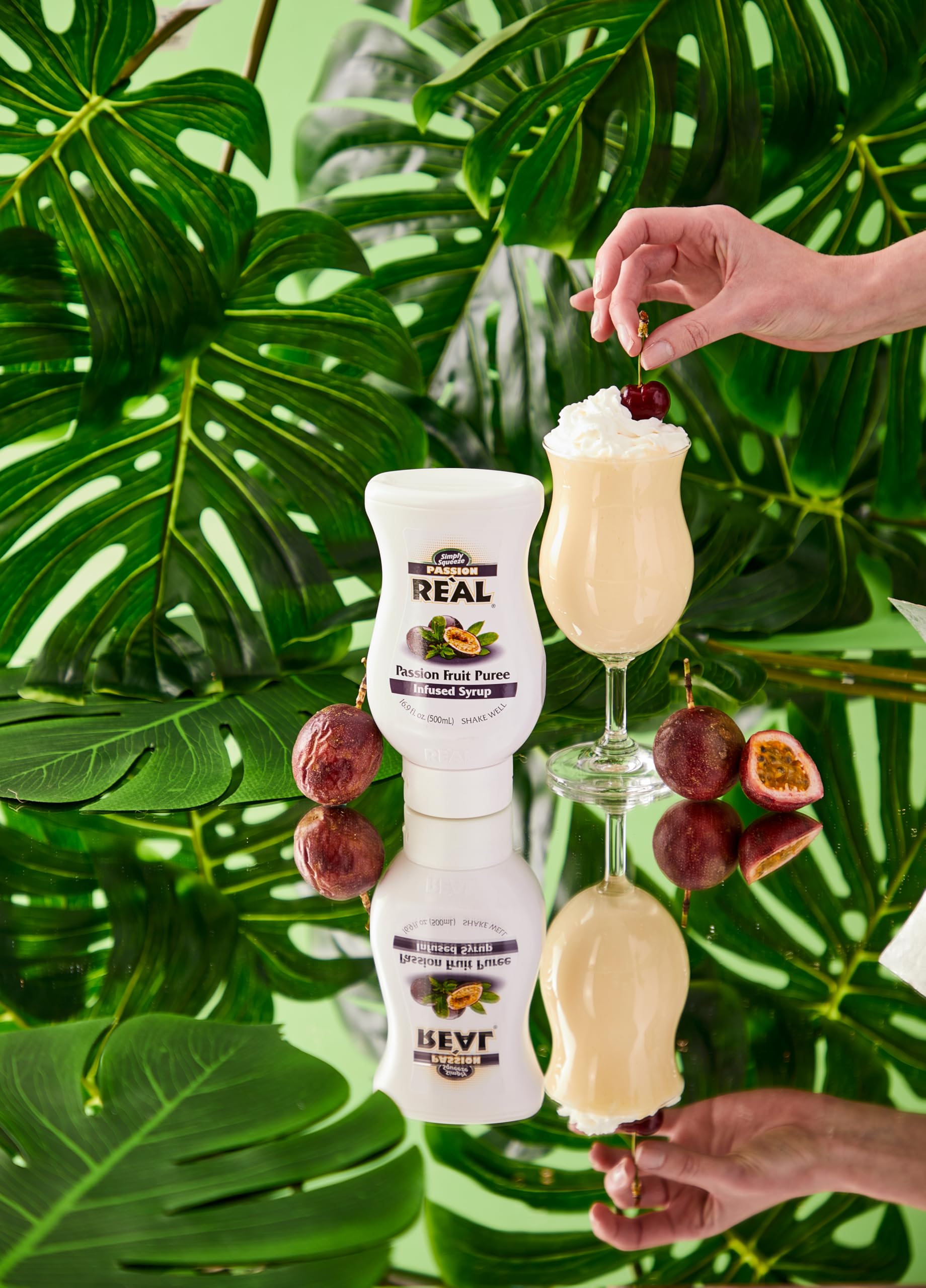 RE"AL Syrups Passion Fruit Puree Infused Fruit Syrup for Cocktails, Cooking & Baking 12