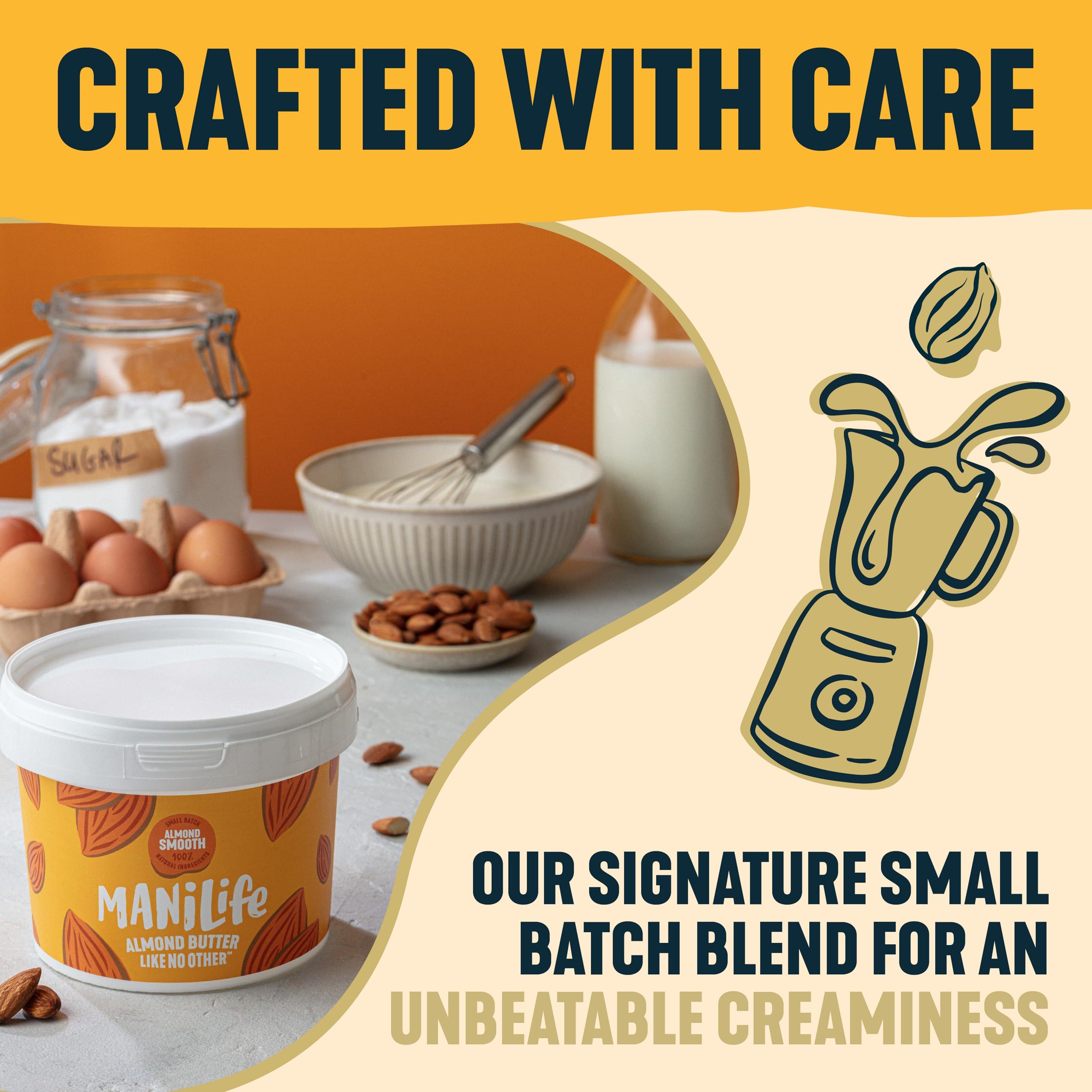 MANÍLIFE Smooth Almond Butter, 1kg Jar - Vegan Nut Spread with Sea Salt 3