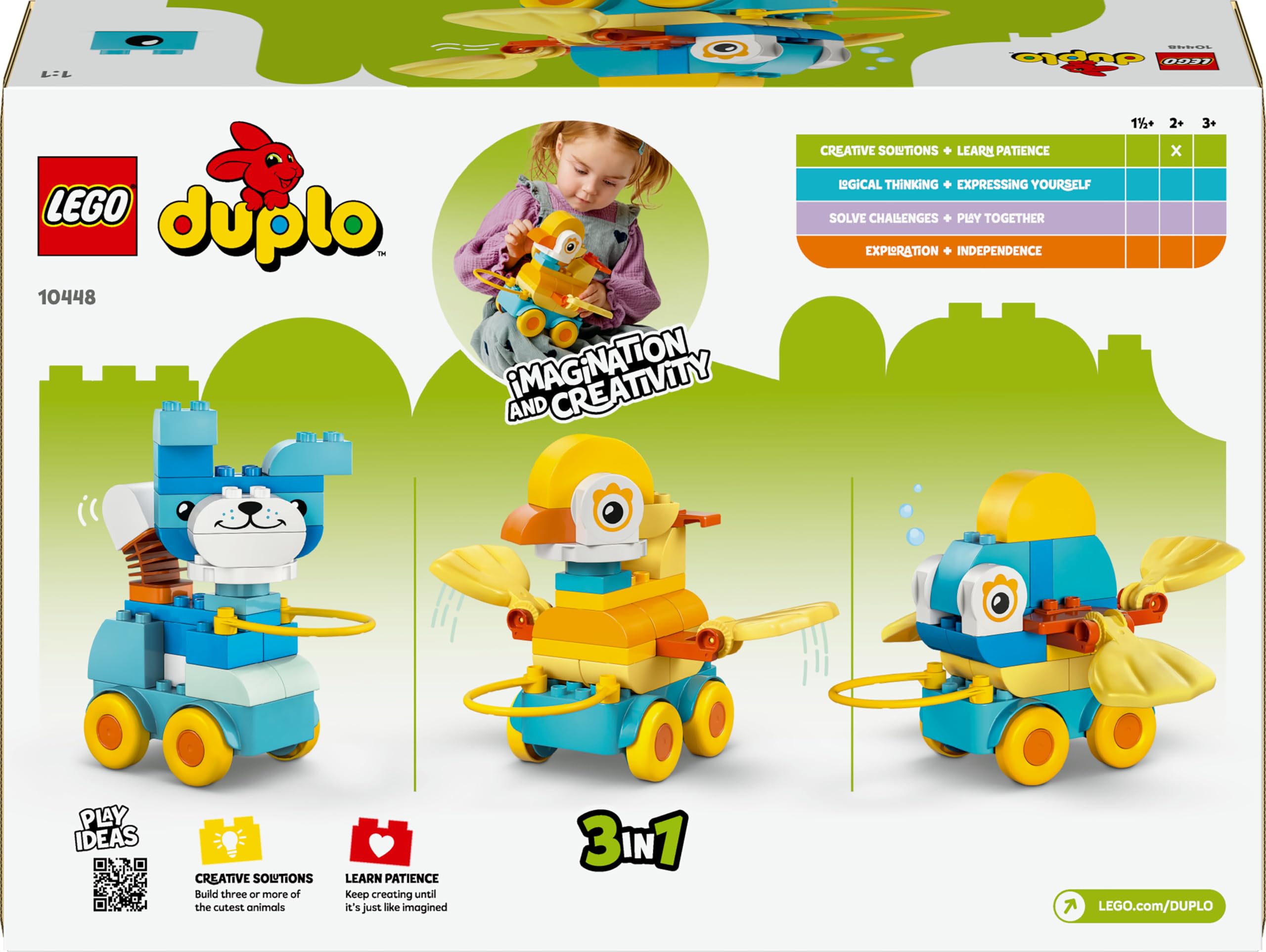 LEGO DUPLO 3in1 Animals on Wheels - Educational Building Toy for Toddlers 2+ 4