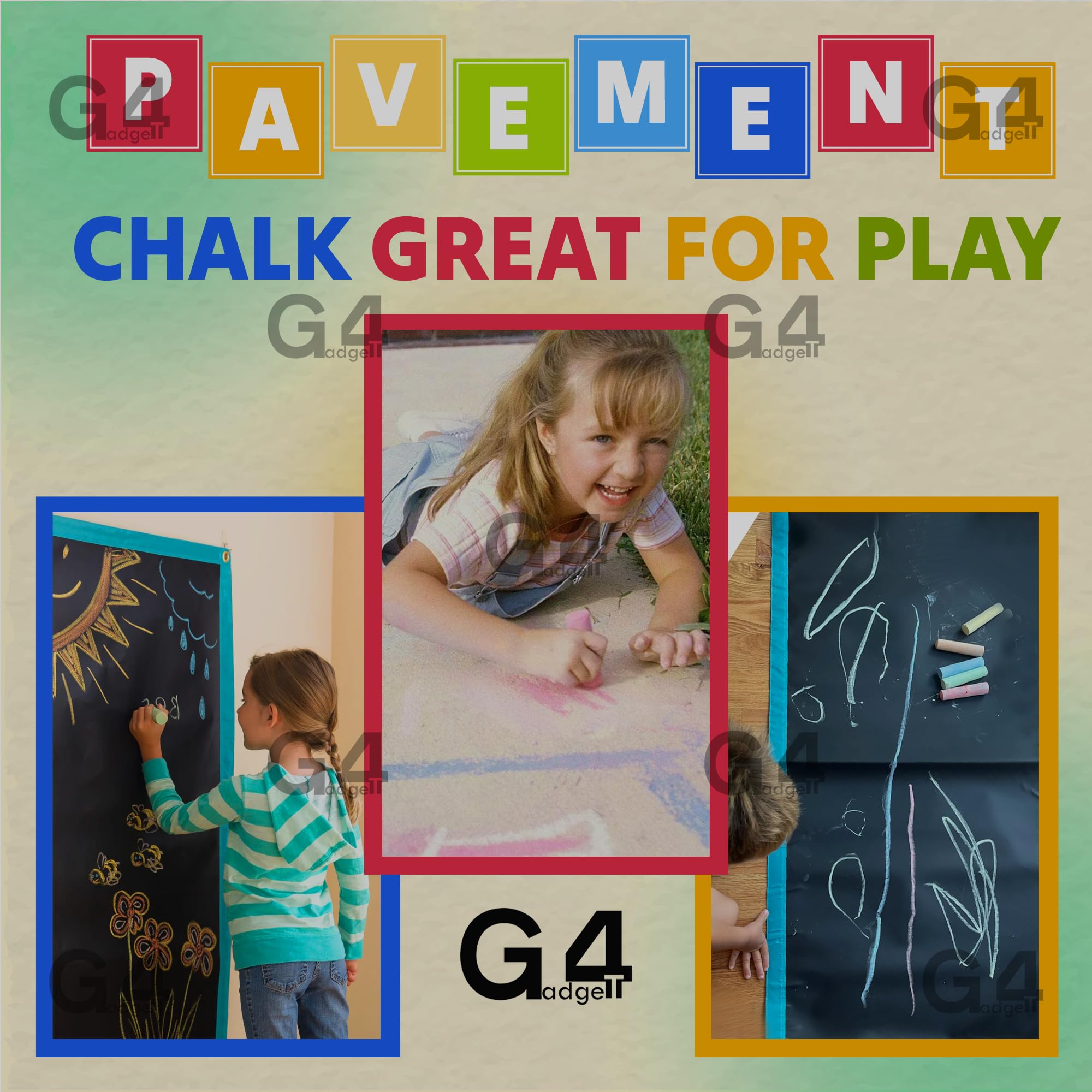 G4GADGET 10 Jumbo Chalks for Kids - Giant Chunky Outdoor Pavement Chalk Set for Ages 3+ 3