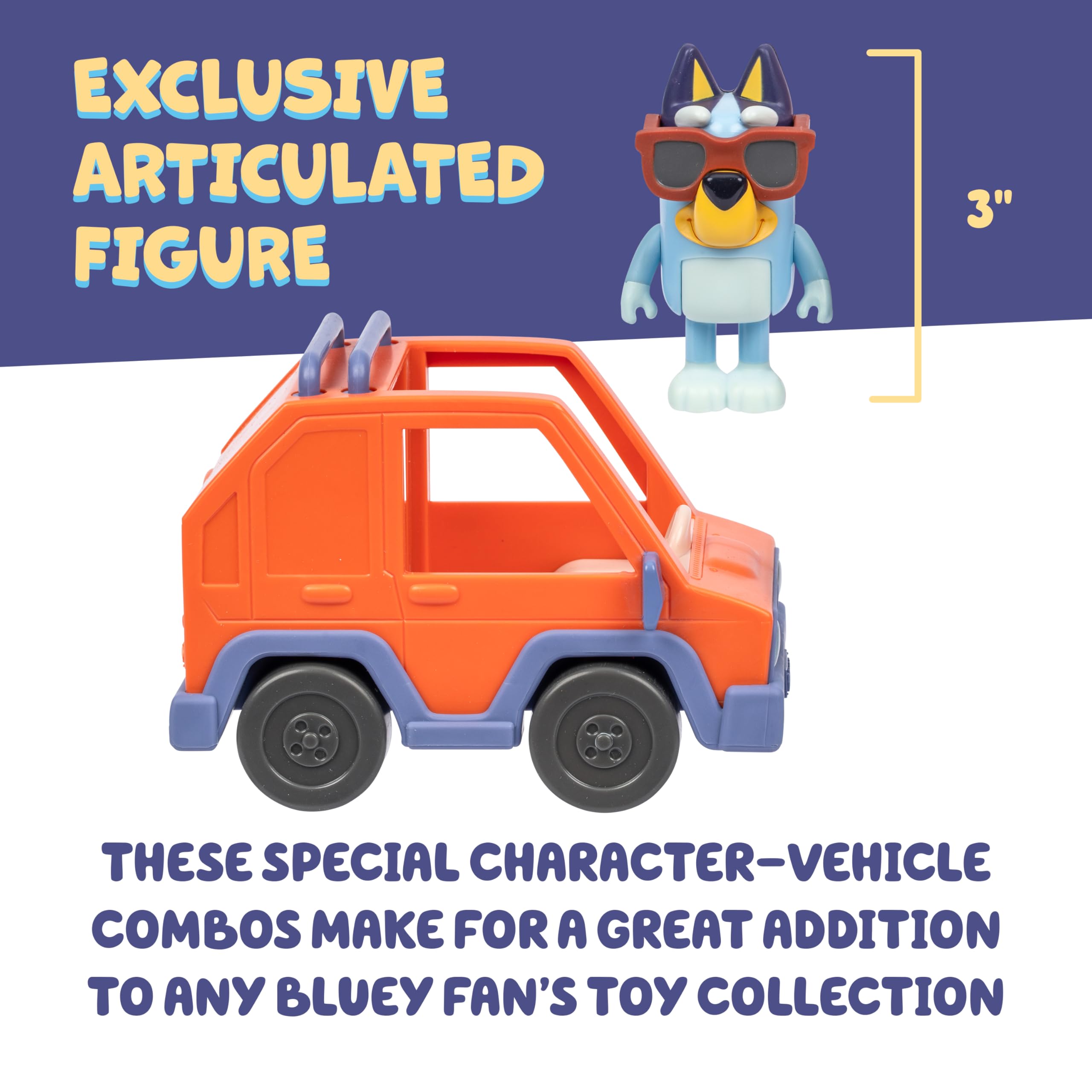 Bluey Hit the Road 4WD Vehicle Playset with Articulated Figure - Orange 5