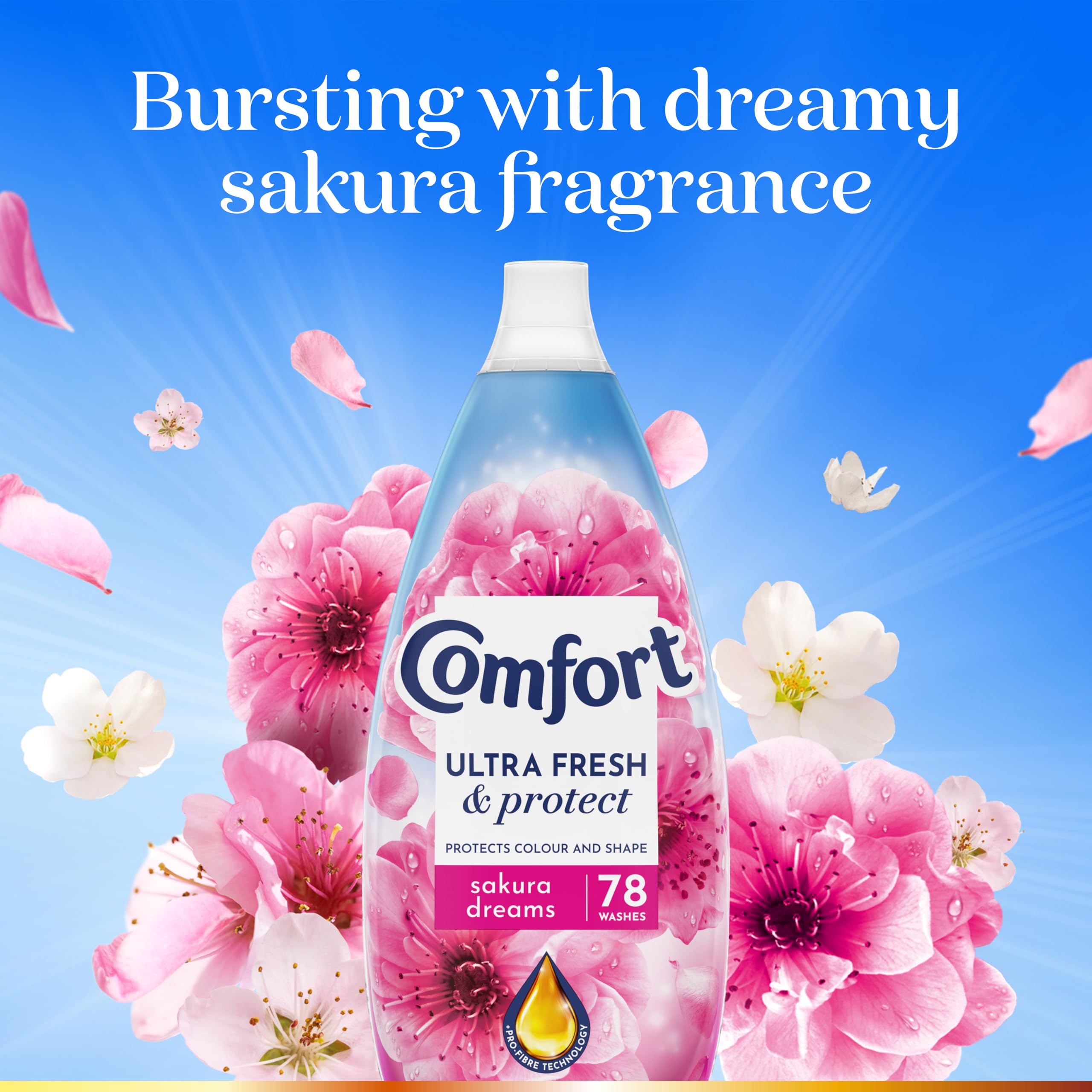Comfort Ultra Fresh & Protect Sakura Dreams Liquid Fabric Softener | 1.17L | Protects Fibres & Locks in Colour