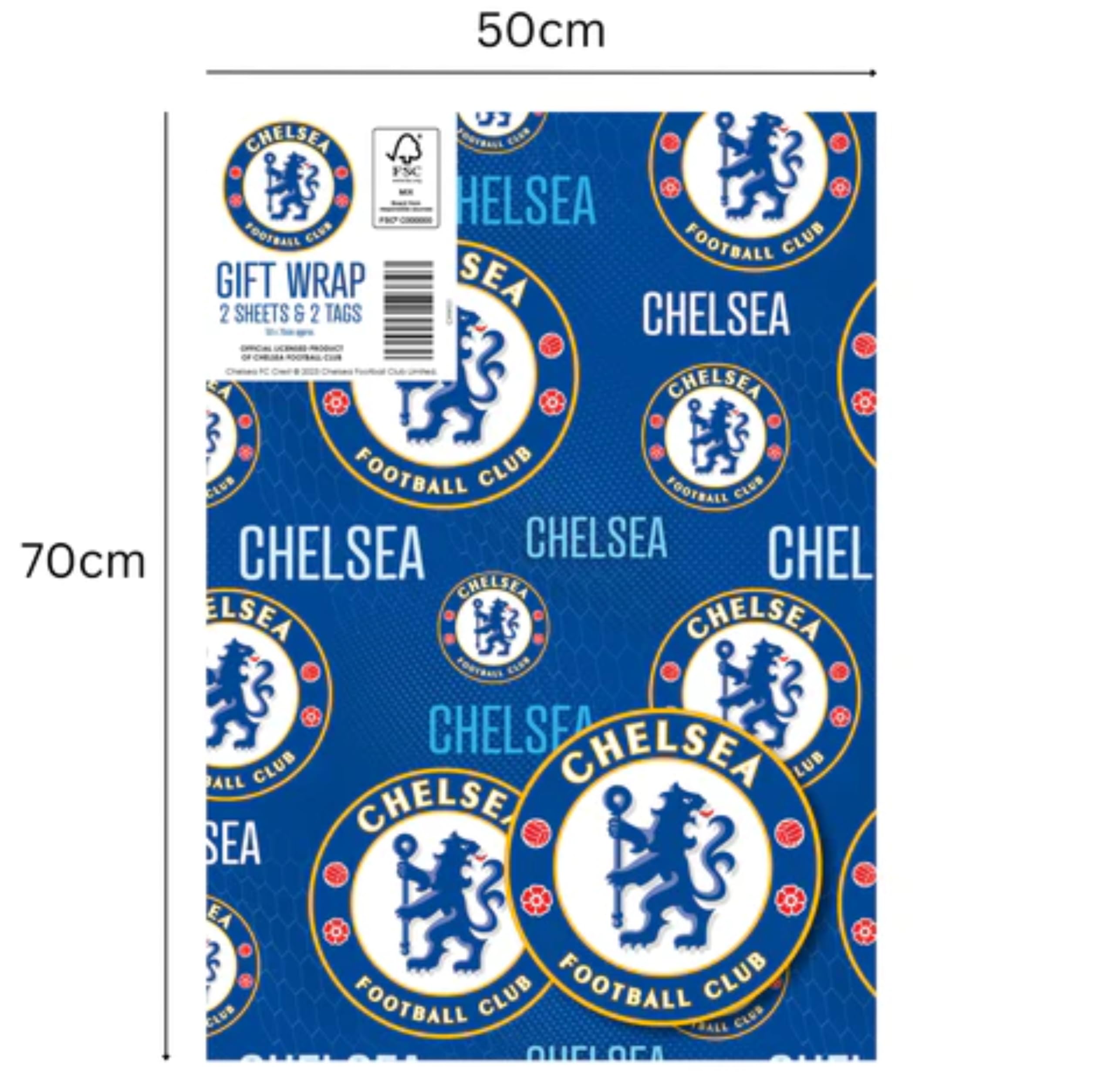Danilo Promotions LTD Chelsea FC Gift Wrapping Paper - 2 Sheets & 2 Tags | 70cm x 50cm 3