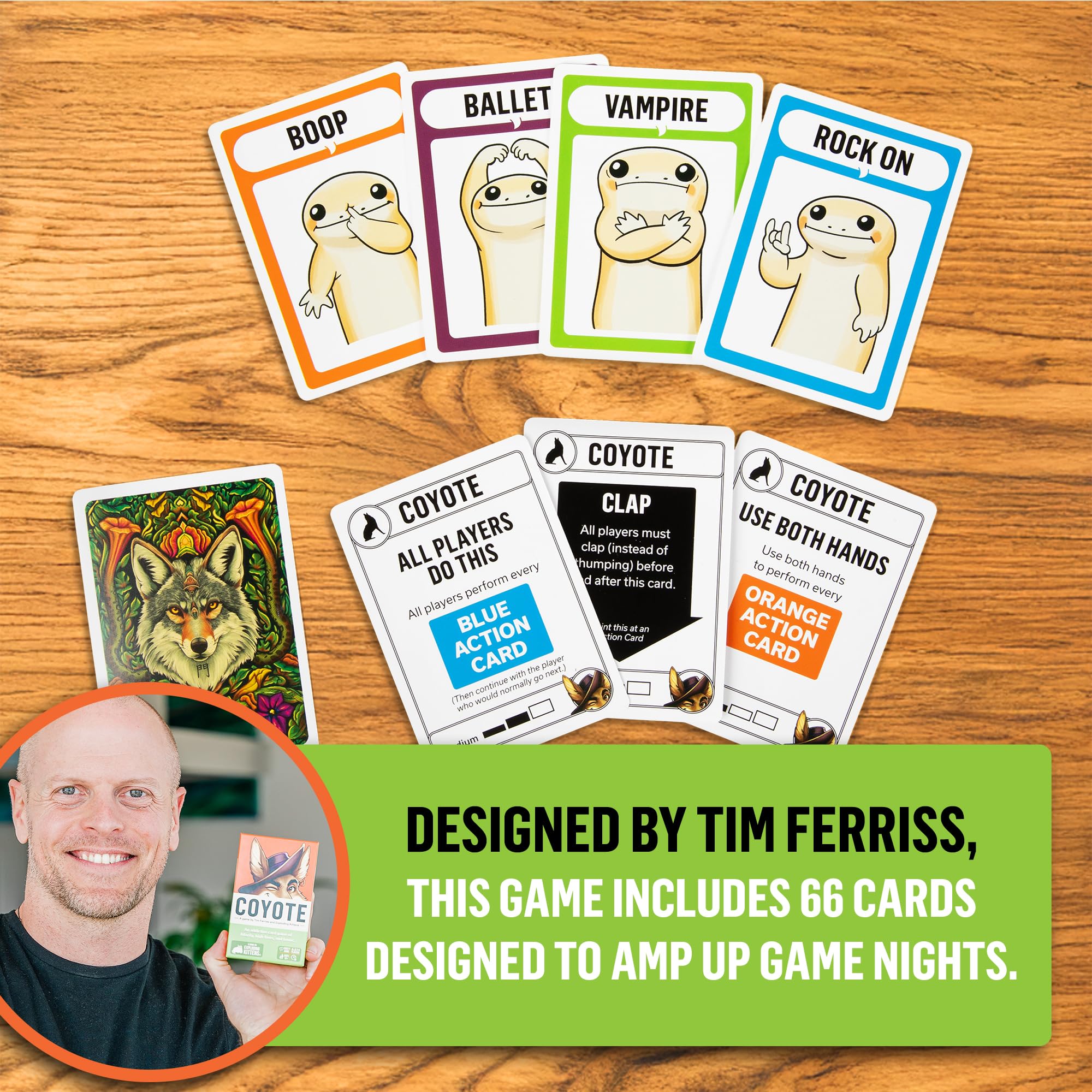 Exploding Kittens Coyote by Tim Ferriss Challenge Card Game | Cardstock | Ages 10+