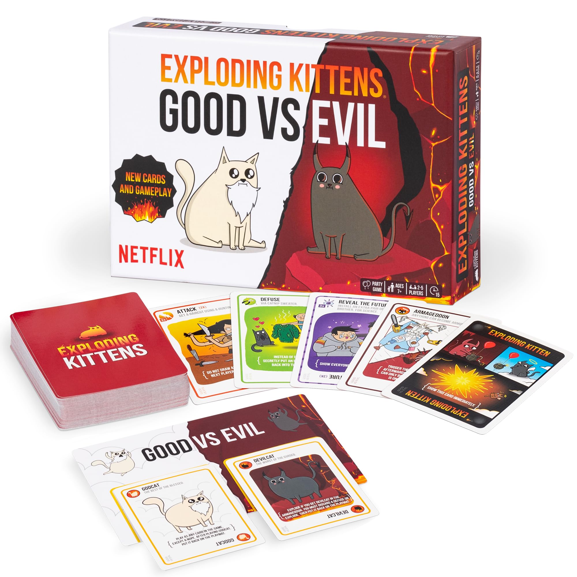 Exploding Kittens Good vs. Evil Card Game - 2-5 Players - Ages 7+ - Based on Netflix Series