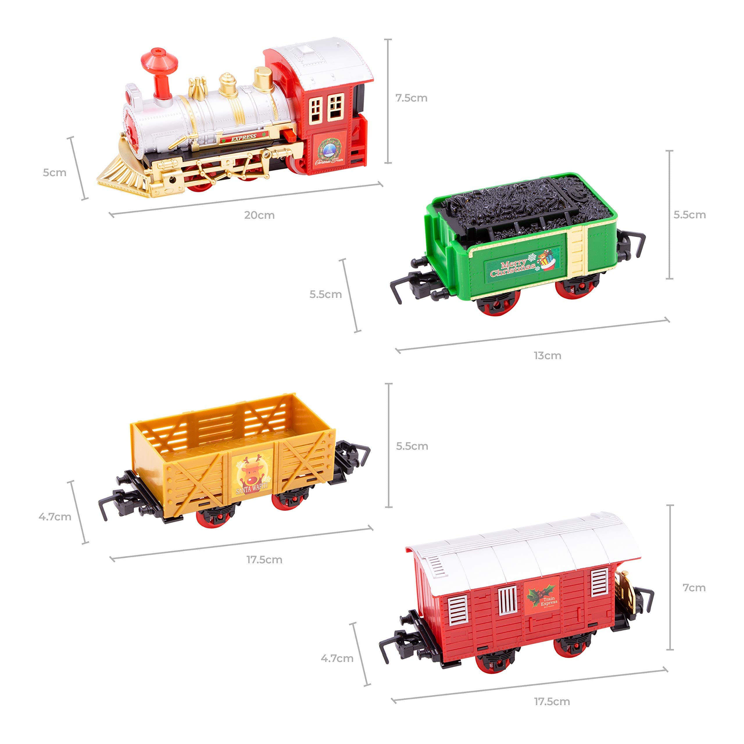 The Christmas Workshop Christmas Train Set - 14-Piece Festive Playset with Lights & Sounds 13
