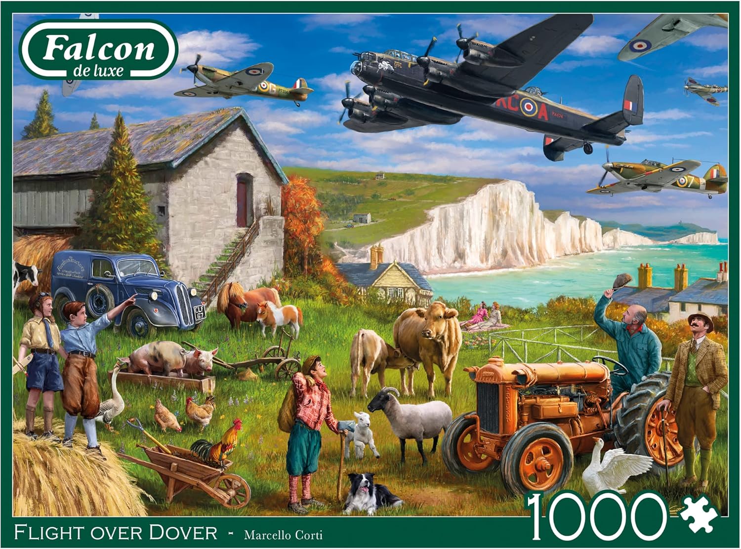 Jumbo Falcon de luxe Flight over Dover 1000-Piece Jigsaw Puzzle