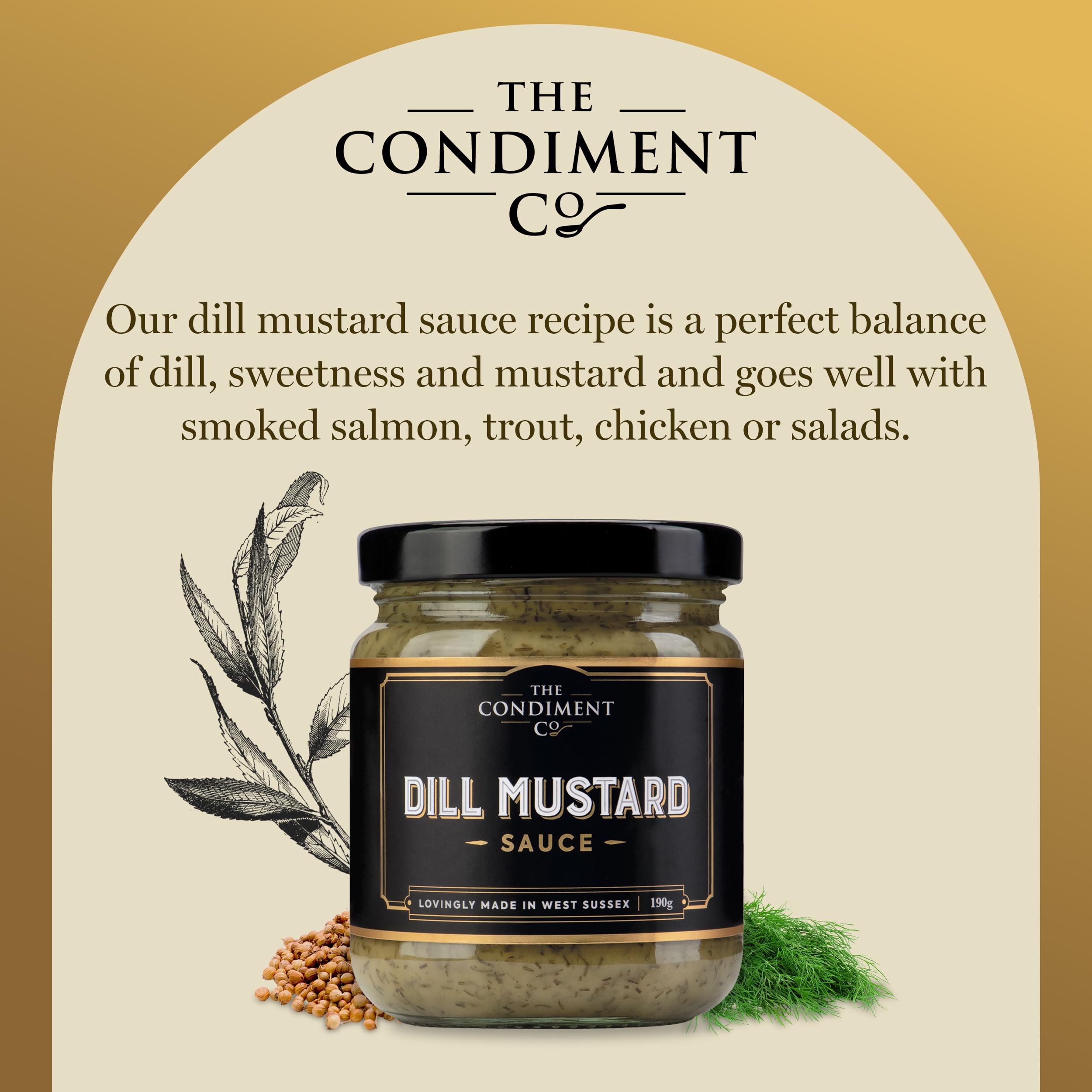 The Condiment Company - Dill Mustard 190g, Mustard & Dill Sauce for Fish, Sandwiches, Salad Dressings