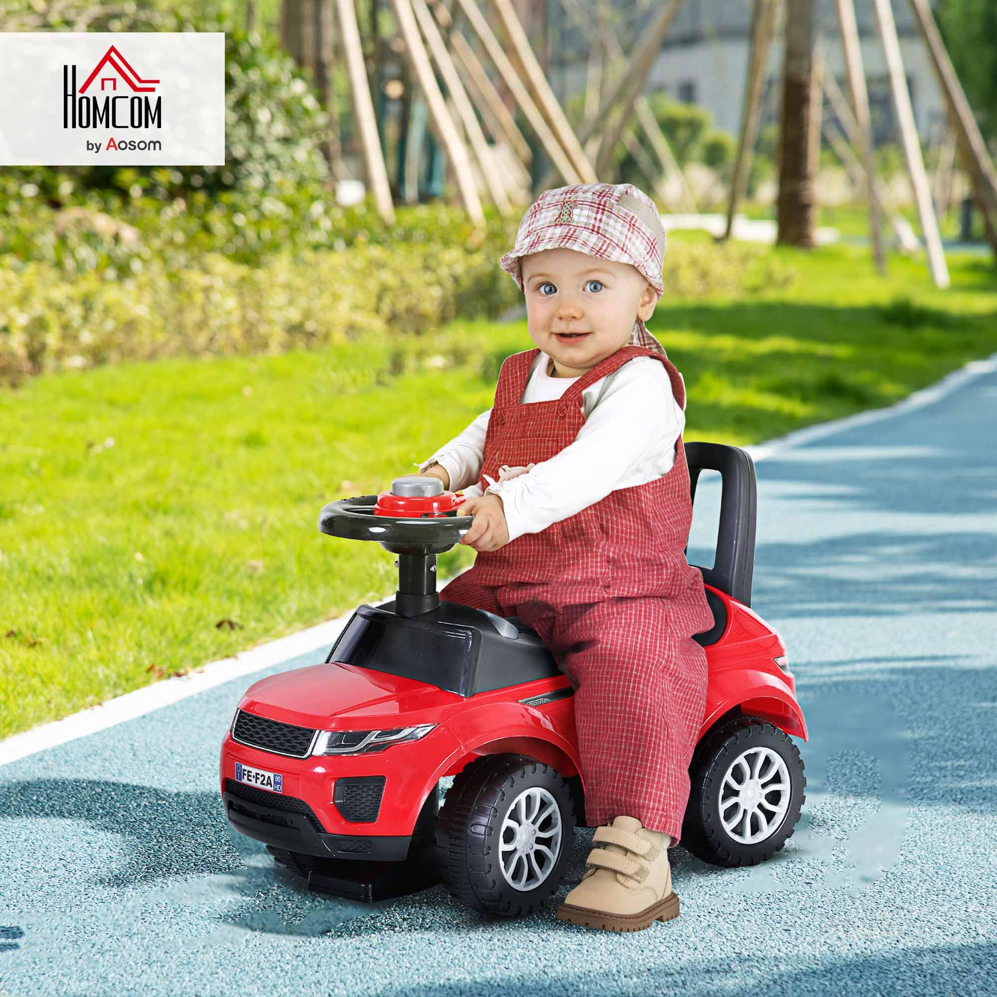 HOMCOM 3-in-1 Ride On Car Foot To Floor Slider Toddler Red | Ages 12-36 Months | Max 25kg