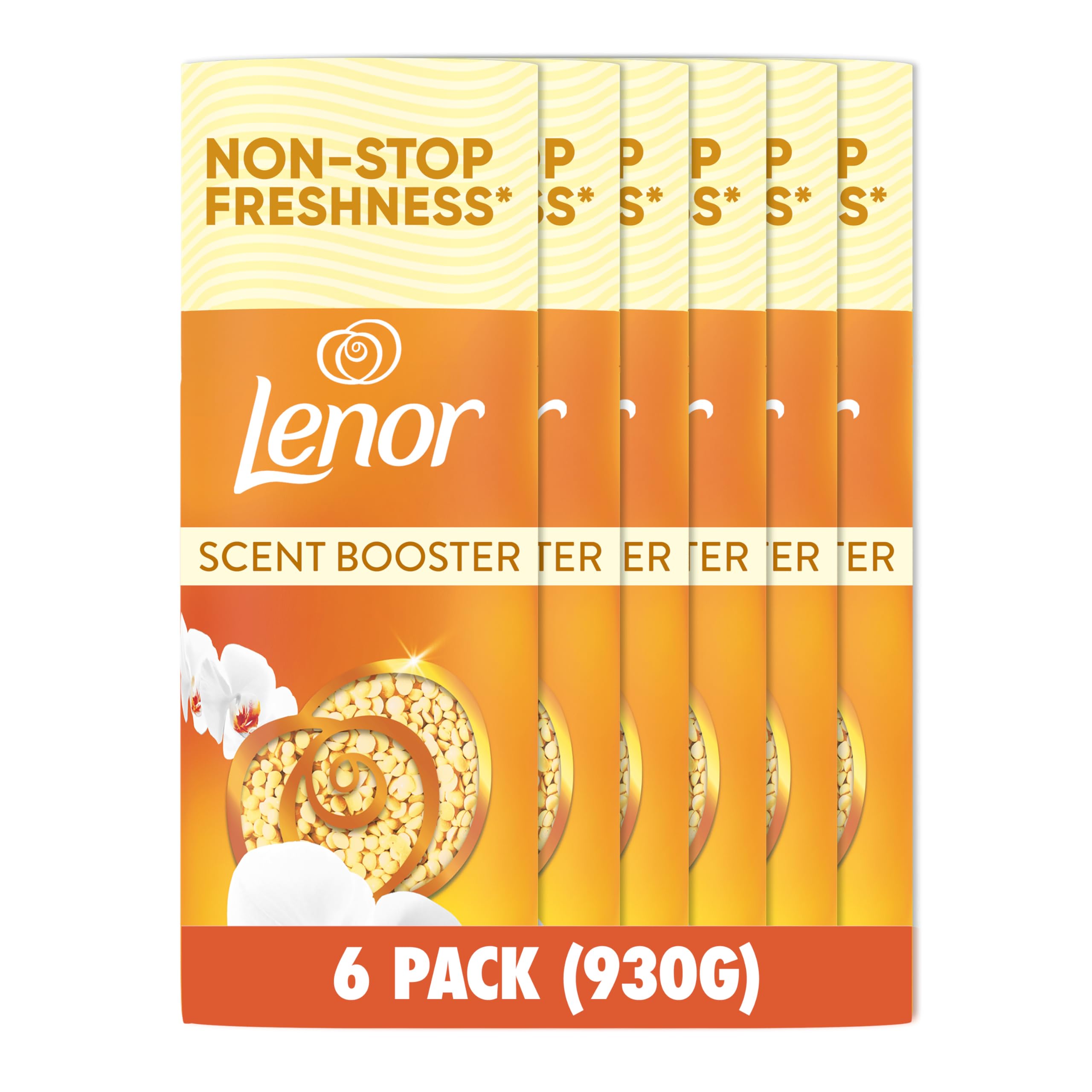 Lenor Gold Orchid In-Wash Scent Booster, 6 x 155g – Non-Stop Freshness Up to 12 Weeks