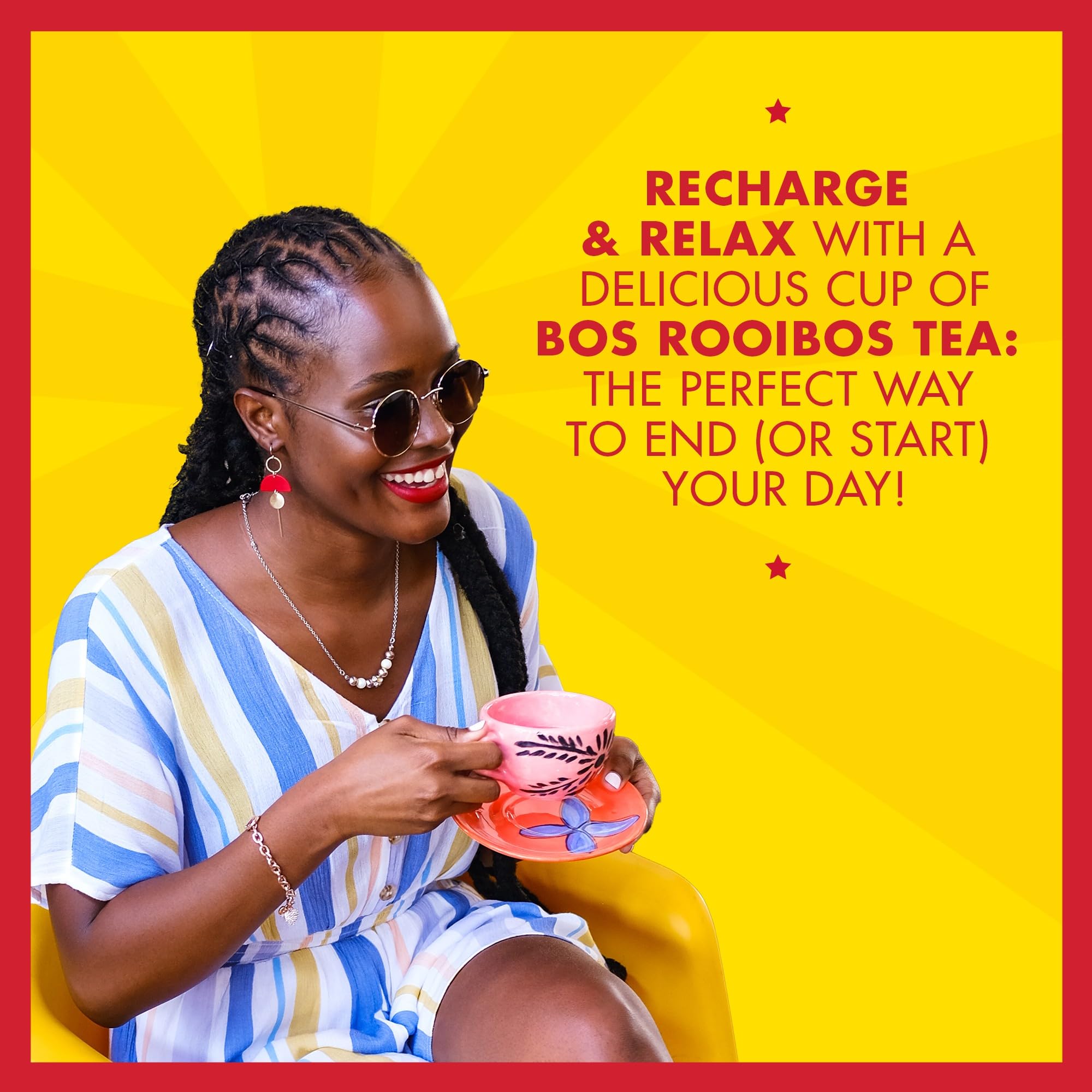 BOS Organic Rooibos Caffeine Free Tea Sachets Tin - 40 Bags, 100g | Antioxidant Support 5