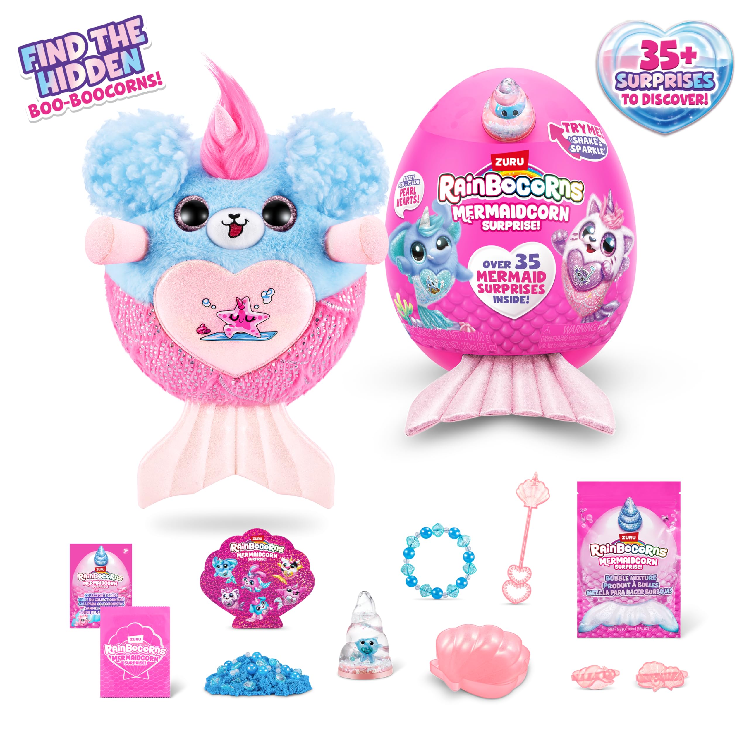 Rainbocorns Mermaidcorn Series 7 Sirena the Puppy - Collectible Plush Stuffed Animal with Mermaid Surprises