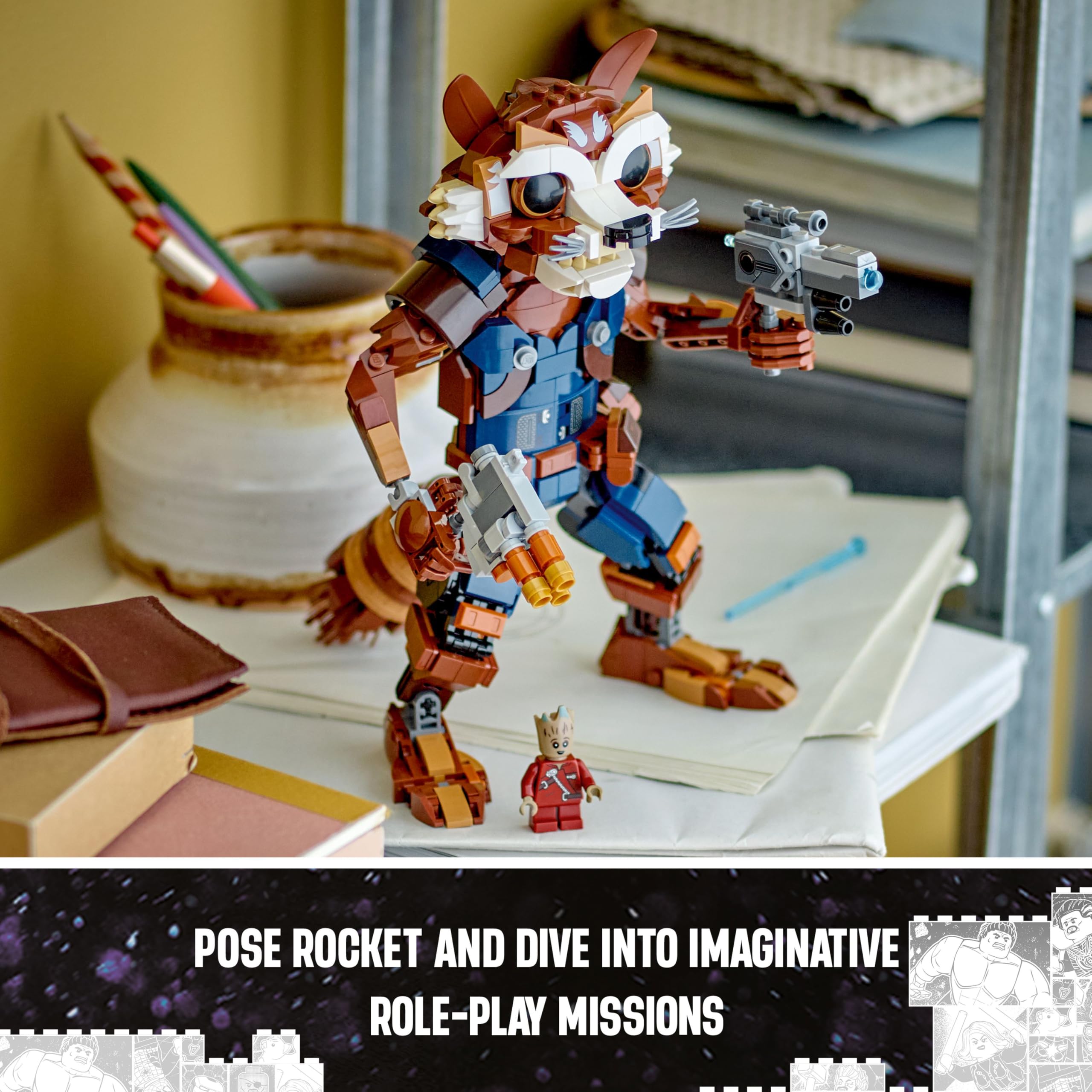 LEGO Marvel Rocket & Baby Groot Buildable Action Figure Toy Set - 10+ 12