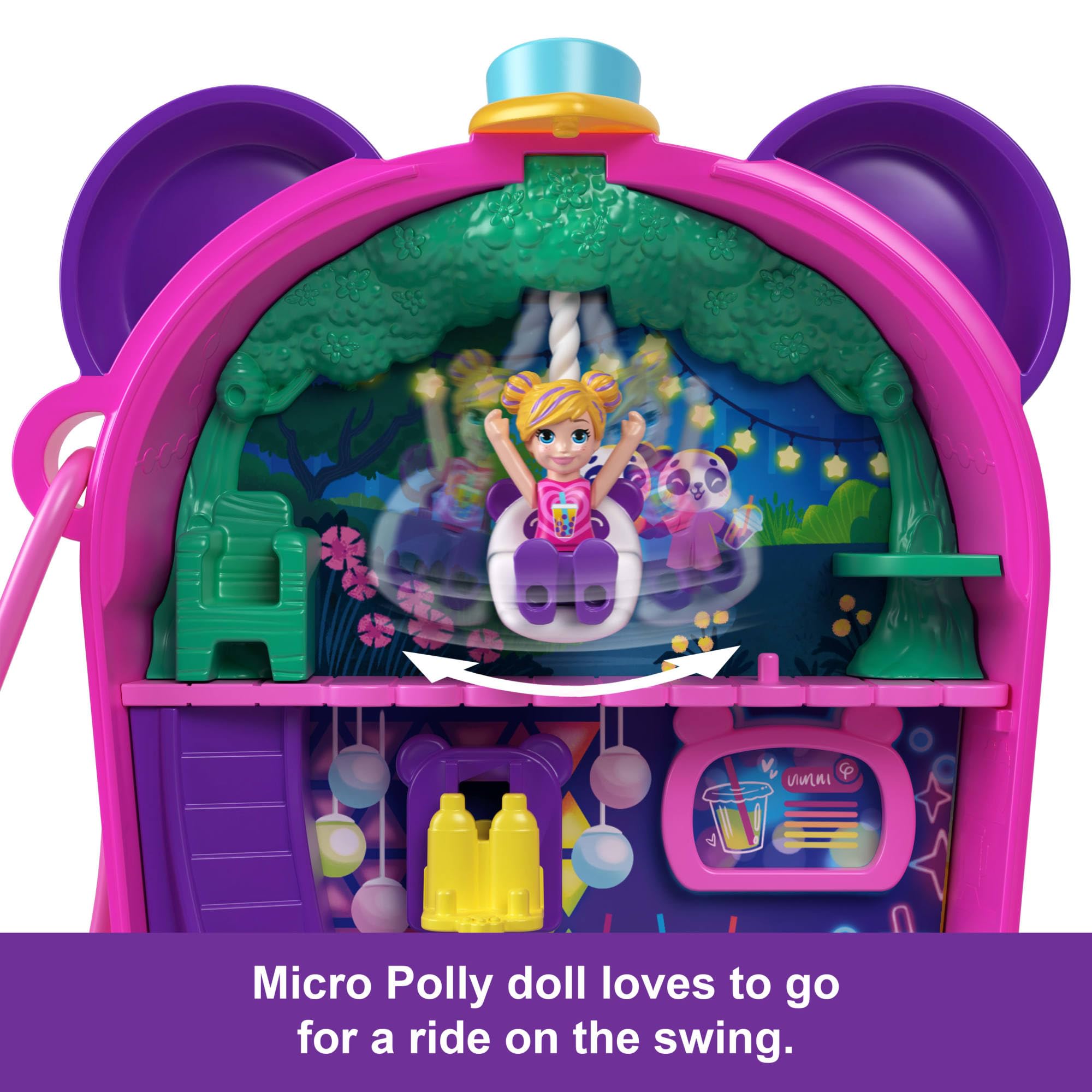 Polly Pocket Bubble Tea Panda Compact Playset with 2 Micro Dolls & 15-Piece Accessories - HWN95 5