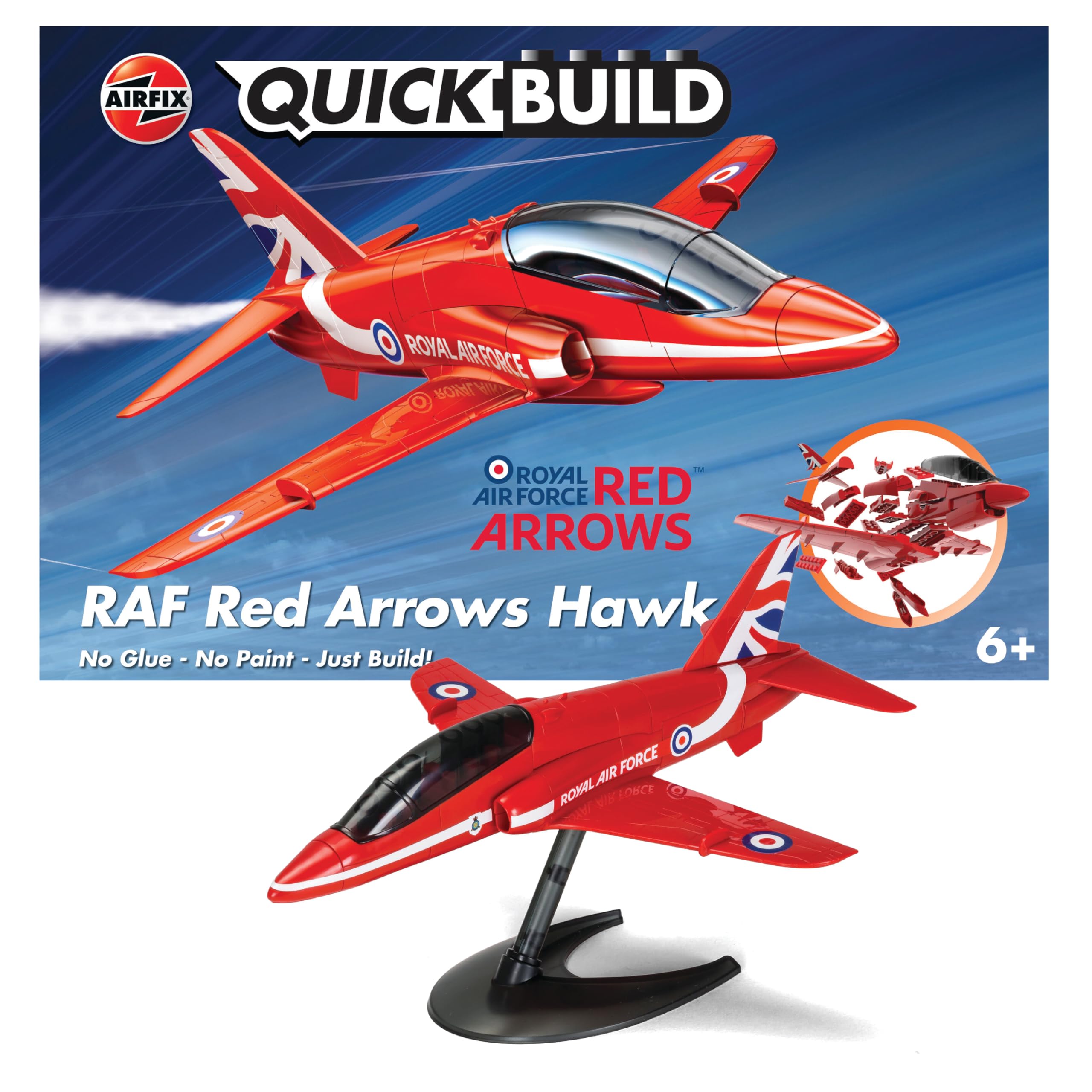 Airfix QUICKBUILD Red Arrows Hawk Model Kit J6018 - Snap-Together Aircraft Model for Kids 6+