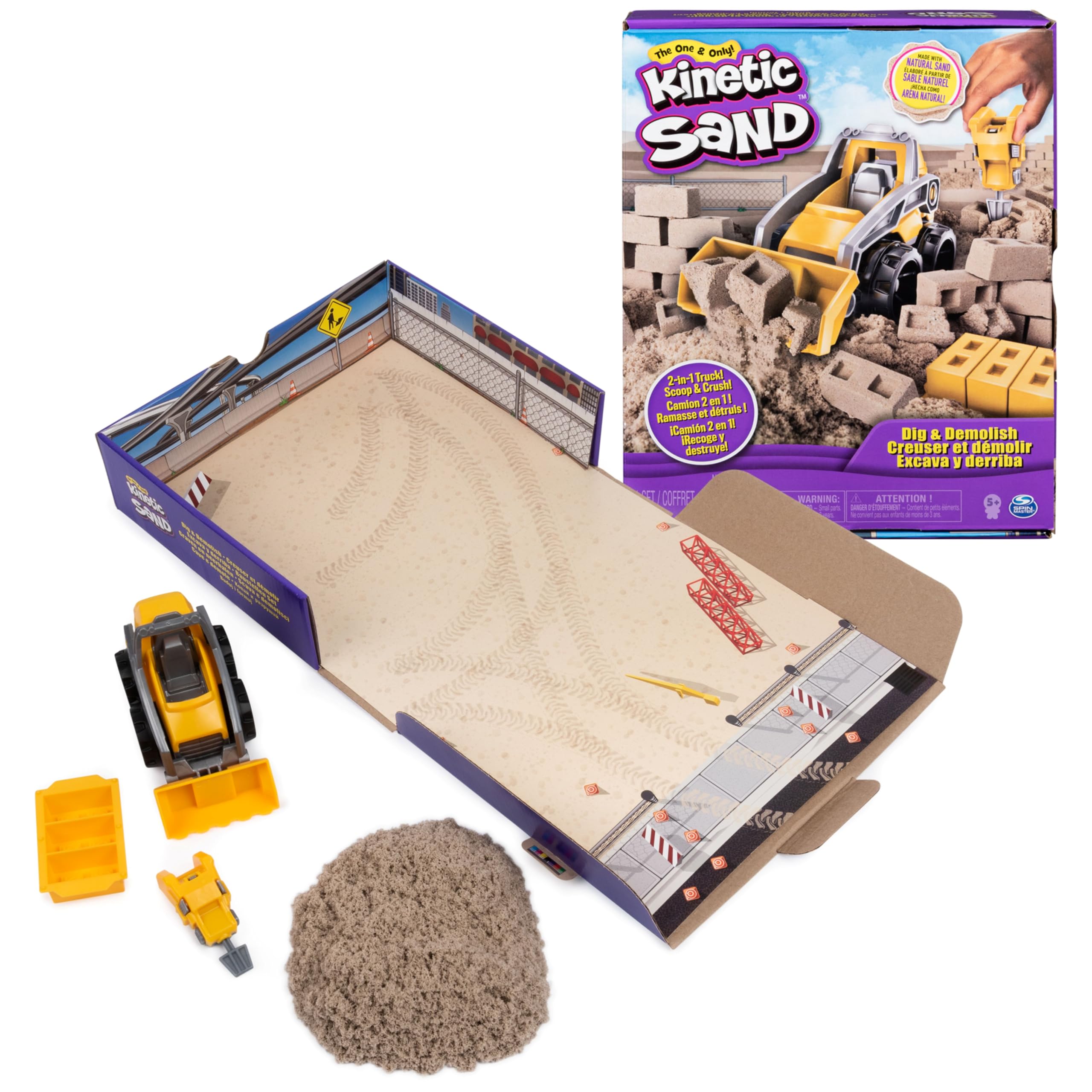 Kinetic Sand Dig & Demolish Truck Playset with 453 g of Kinetic Sand | Ages 3+ 1