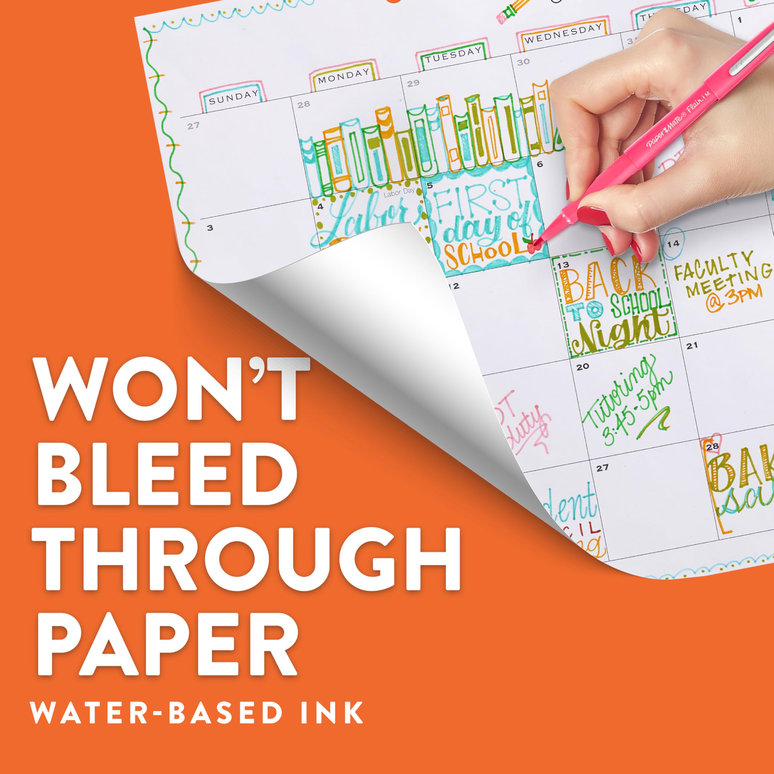 Paper Mate Flair Felt Tip Pens - Medium Point 0.7mm | No-Bleed Ink | Pack of 12 2