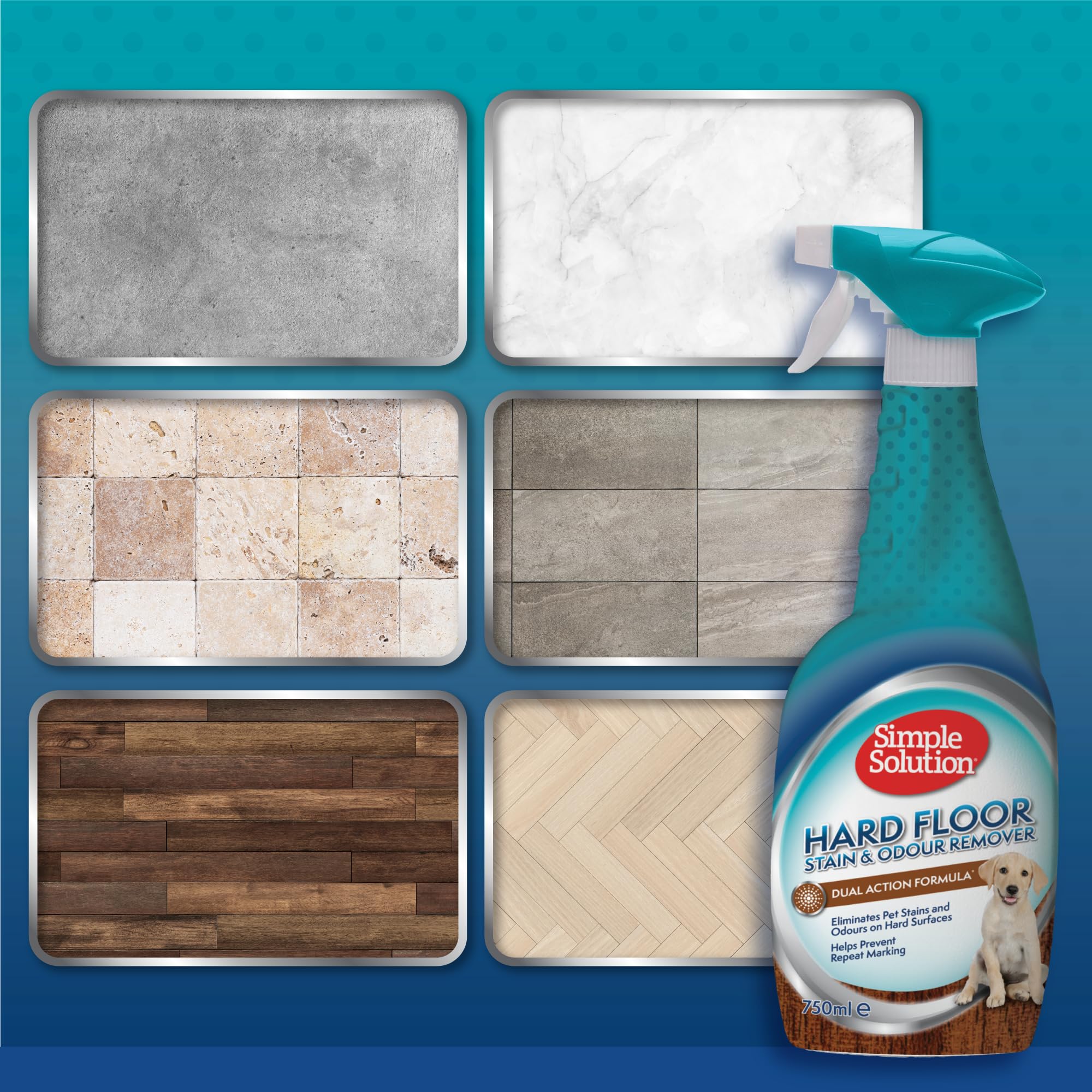 Simple Solution Hard Floor Pet Stain and Odour Remover - Dual Action Cleaner | 750 ml | Vanilla Scent