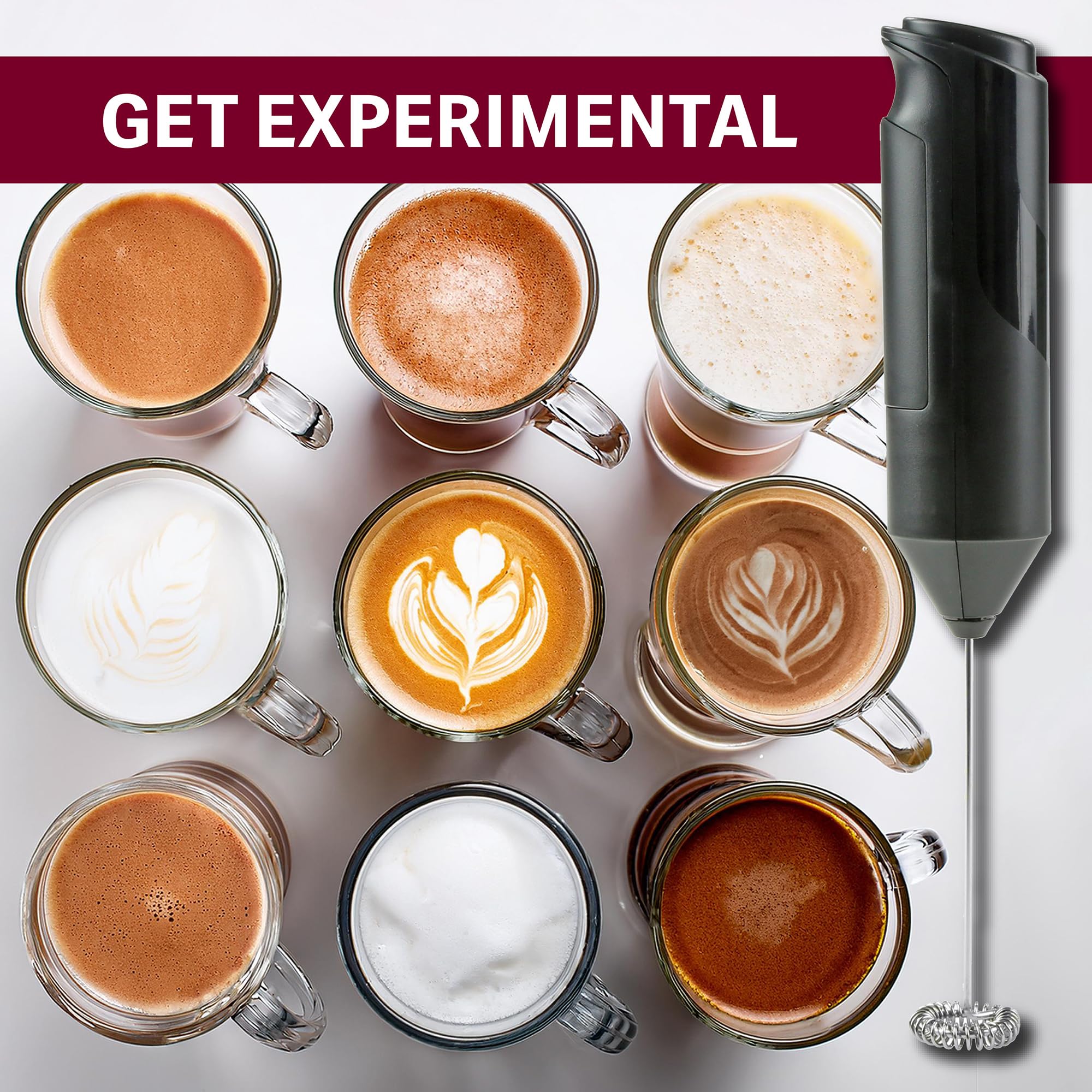 Kimm & Miller Costa Coffee Luxury Gift Set with Latte Glass & Battery-Powered Milk Frother 7