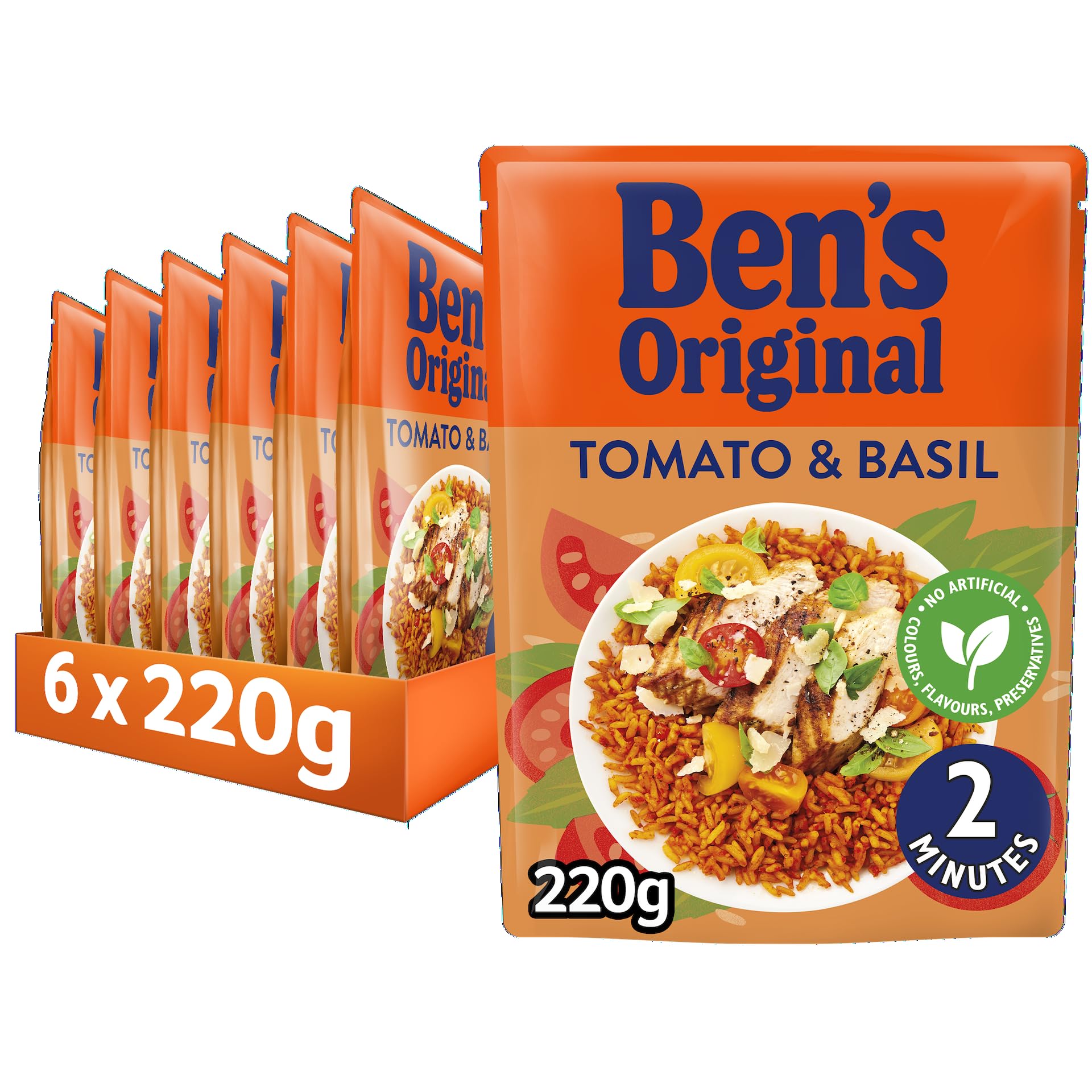 Ben's Original Tomato and Basil Microwave Rice, 6 x 220g Pouches