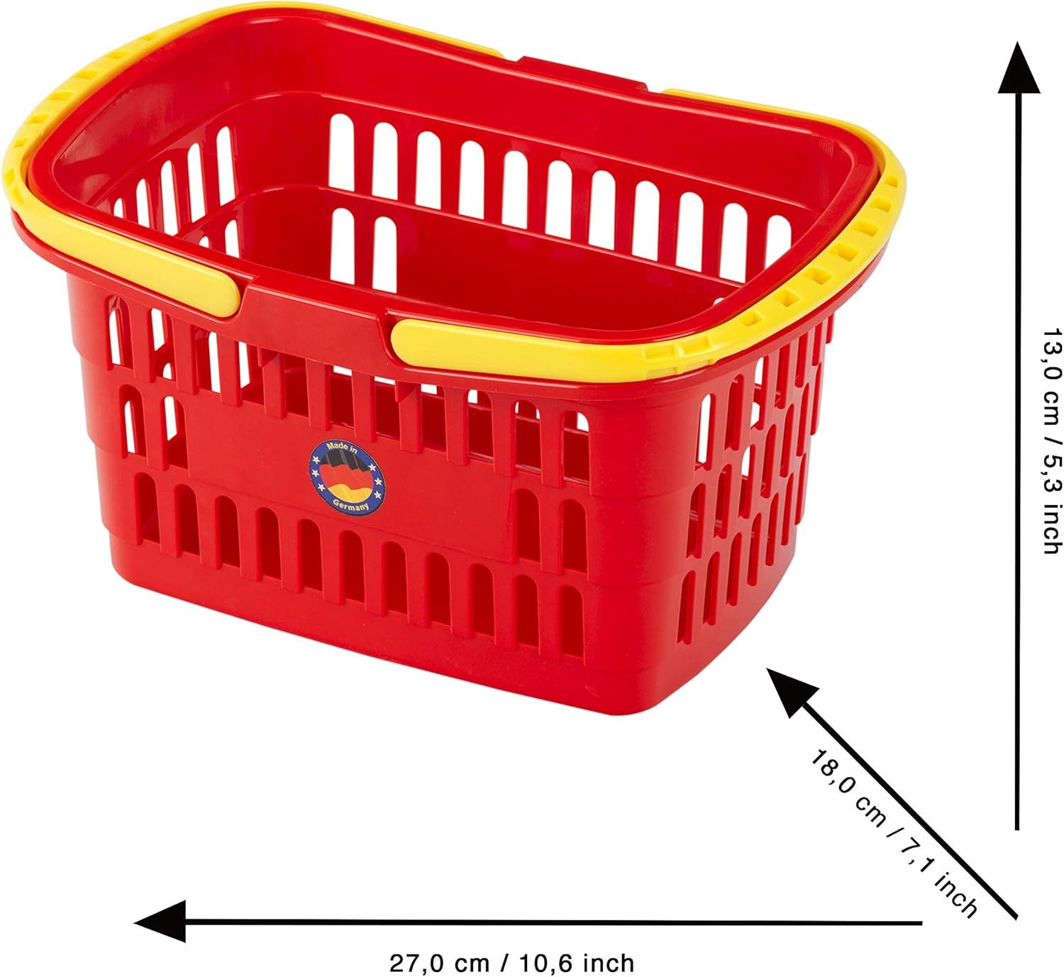 Theo Klein Pretend Play Shopping Basket for Kids - Durable Plastic Toy Grocery Bag with Handle, Multicolored 4