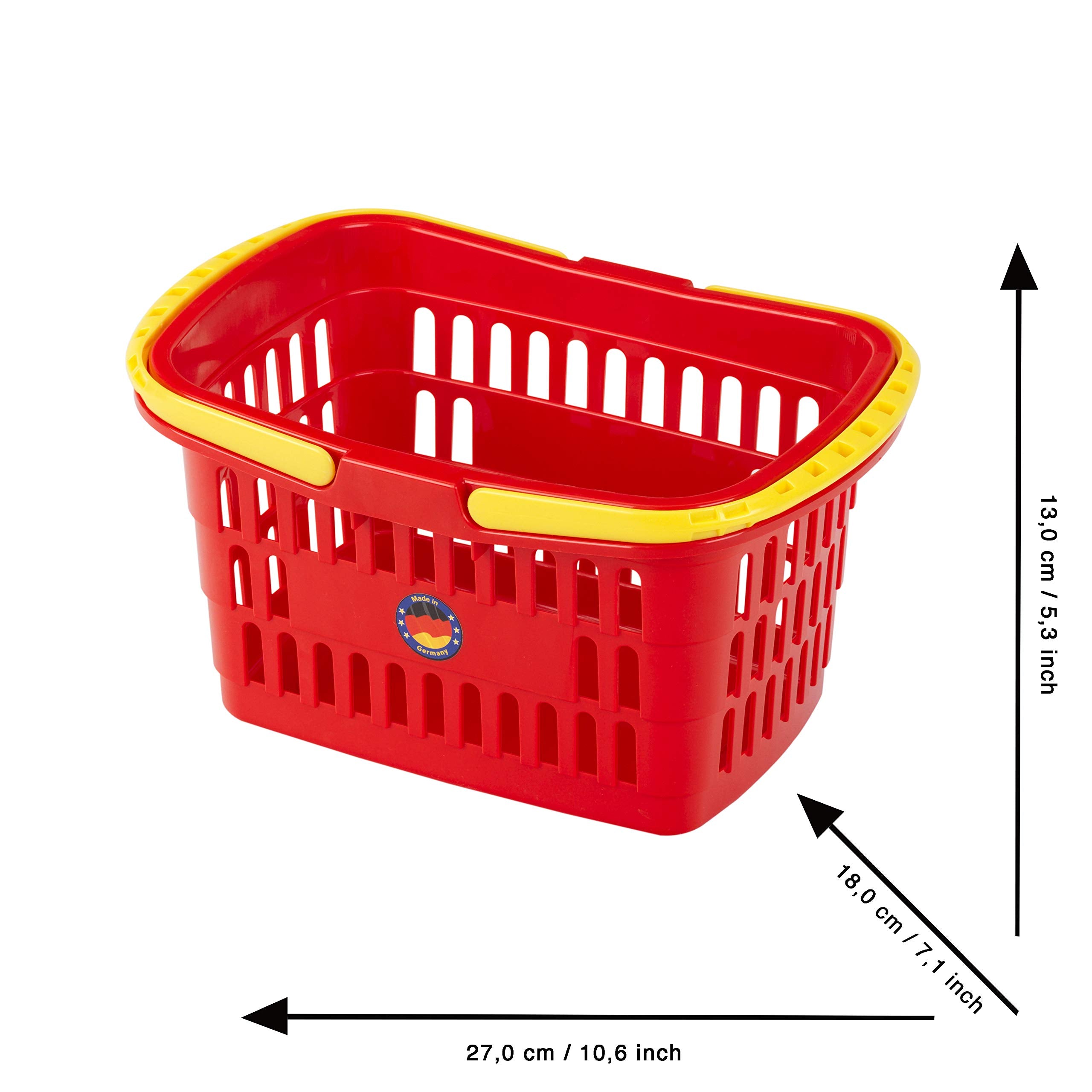 Theo Klein Pretend Play Shopping Basket for Kids - Durable Plastic Toy Grocery Bag with Handle, Multicolored 6