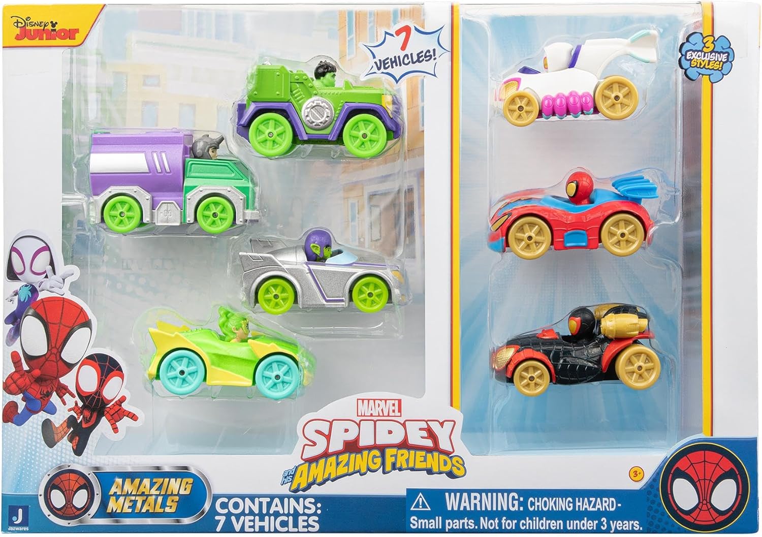 Marvel's Spidey and His Amazing Friends Amazing Metals 7-Pack - 3-Inch Die-Cast Vehicles for Ages 3+ 8